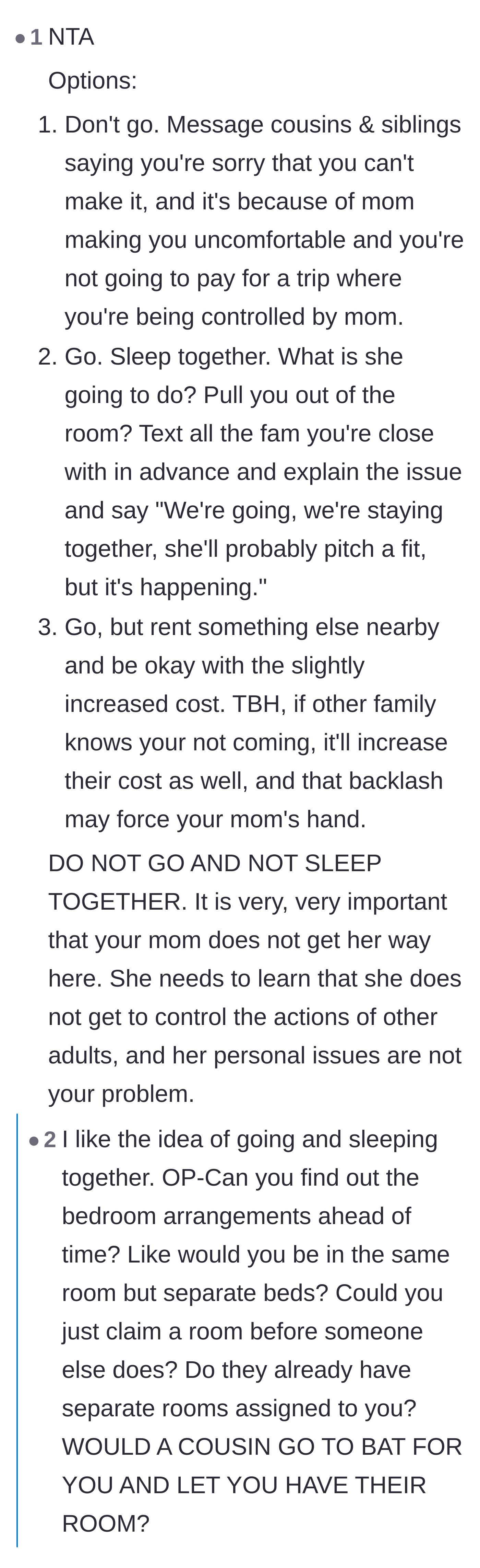 Comment thread 4 - Strategizing petty ways to fight back against the sleeping arrangement rules