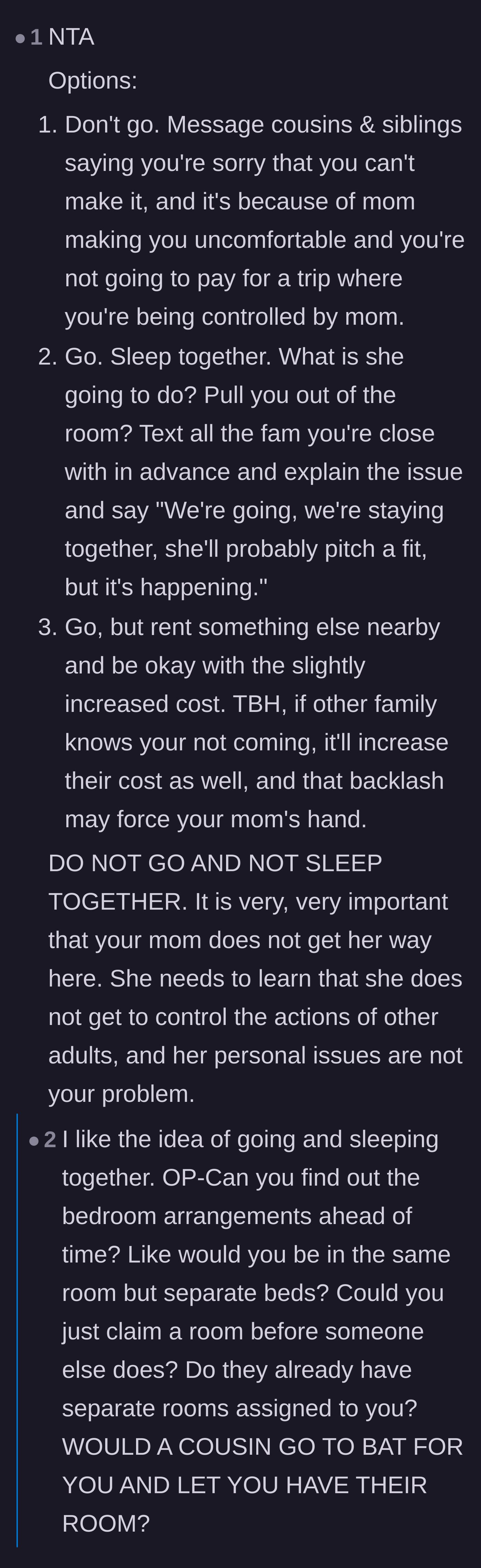 Comment thread 4 - Strategizing petty ways to fight back against the sleeping arrangement rules