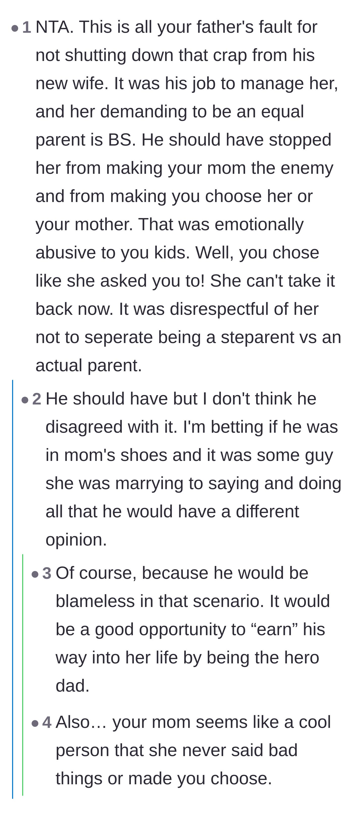 Comment thread 3 - Readers hold the father completely accountable for his hypocrisy and his heartbreaking failure to protect his children.