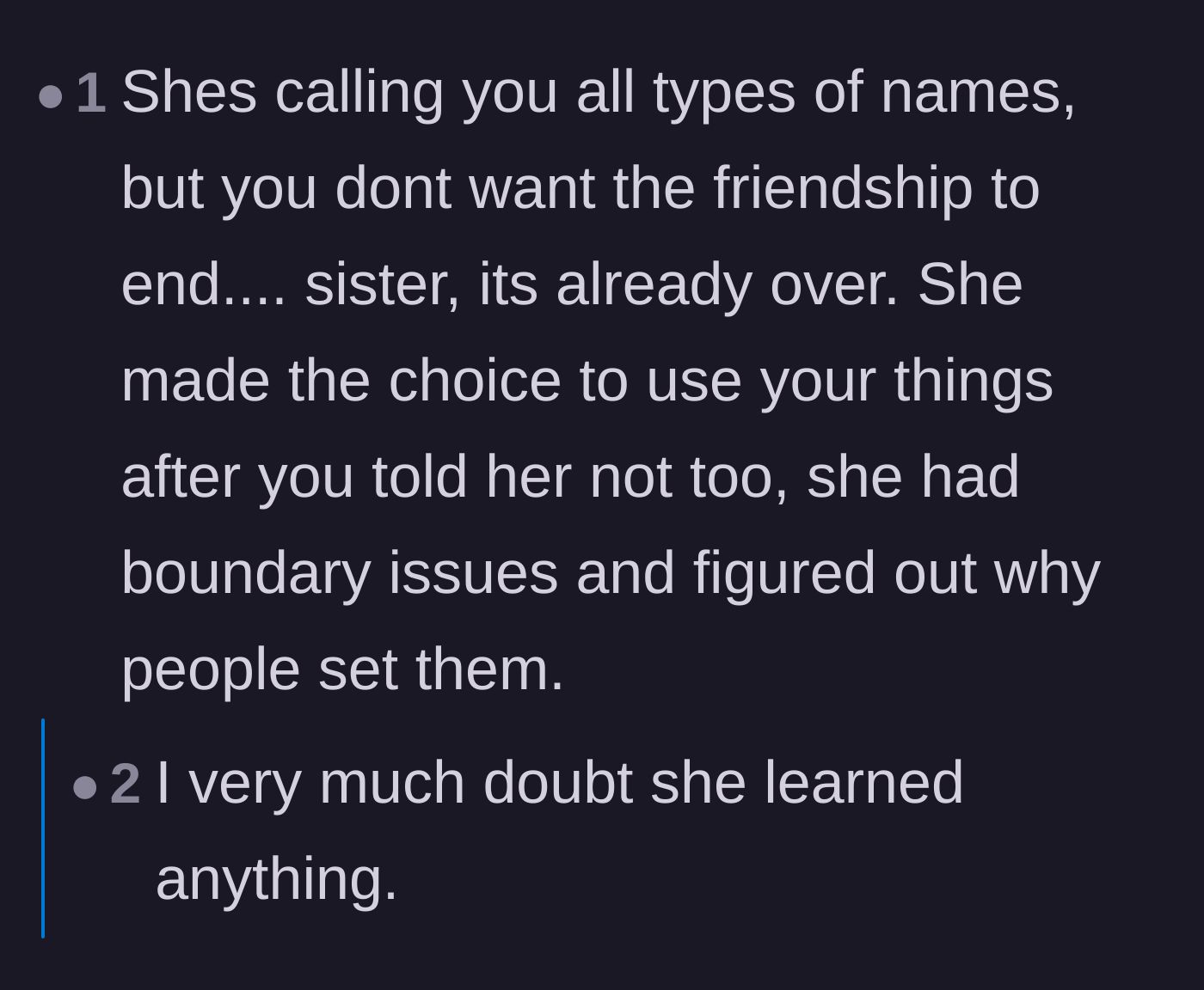 Comment thread 3 - A blunt reality check telling the author that the ten-year friendship is already over
