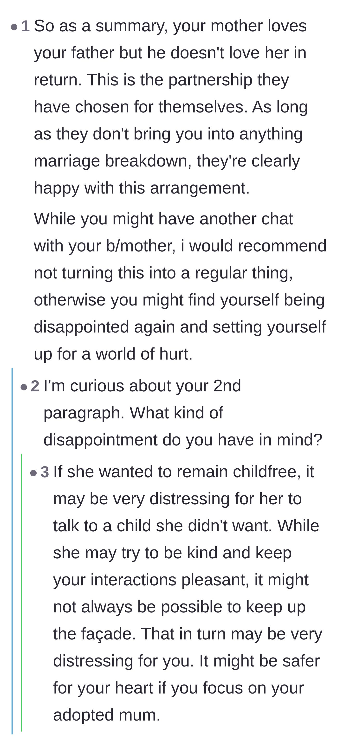 Comment thread 5 - Readers gently advising the teenager to guard her heart and not expect a mother-daughter bond with a woman who actively chose to be child-free.