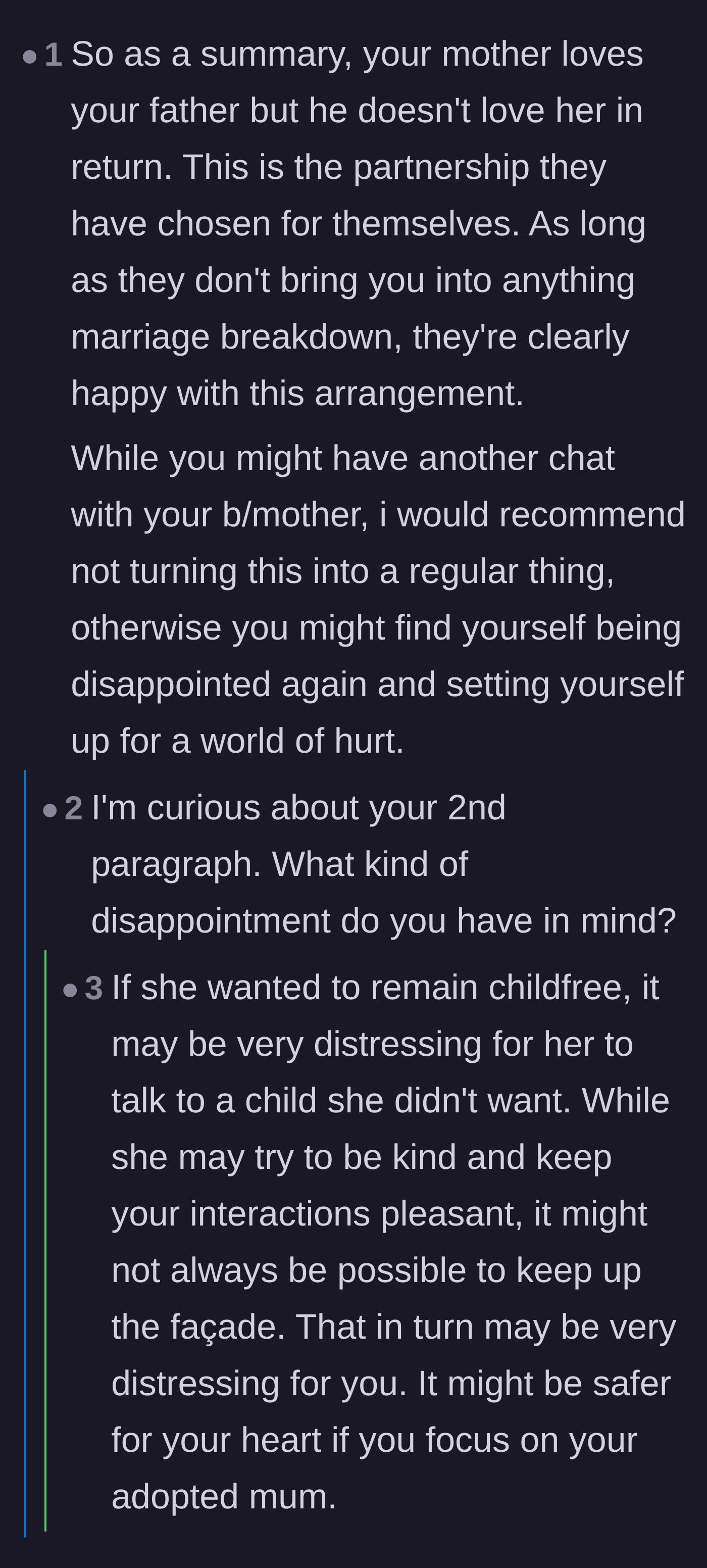 Comment thread 5 - Readers gently advising the teenager to guard her heart and not expect a mother-daughter bond with a woman who actively chose to be child-free.