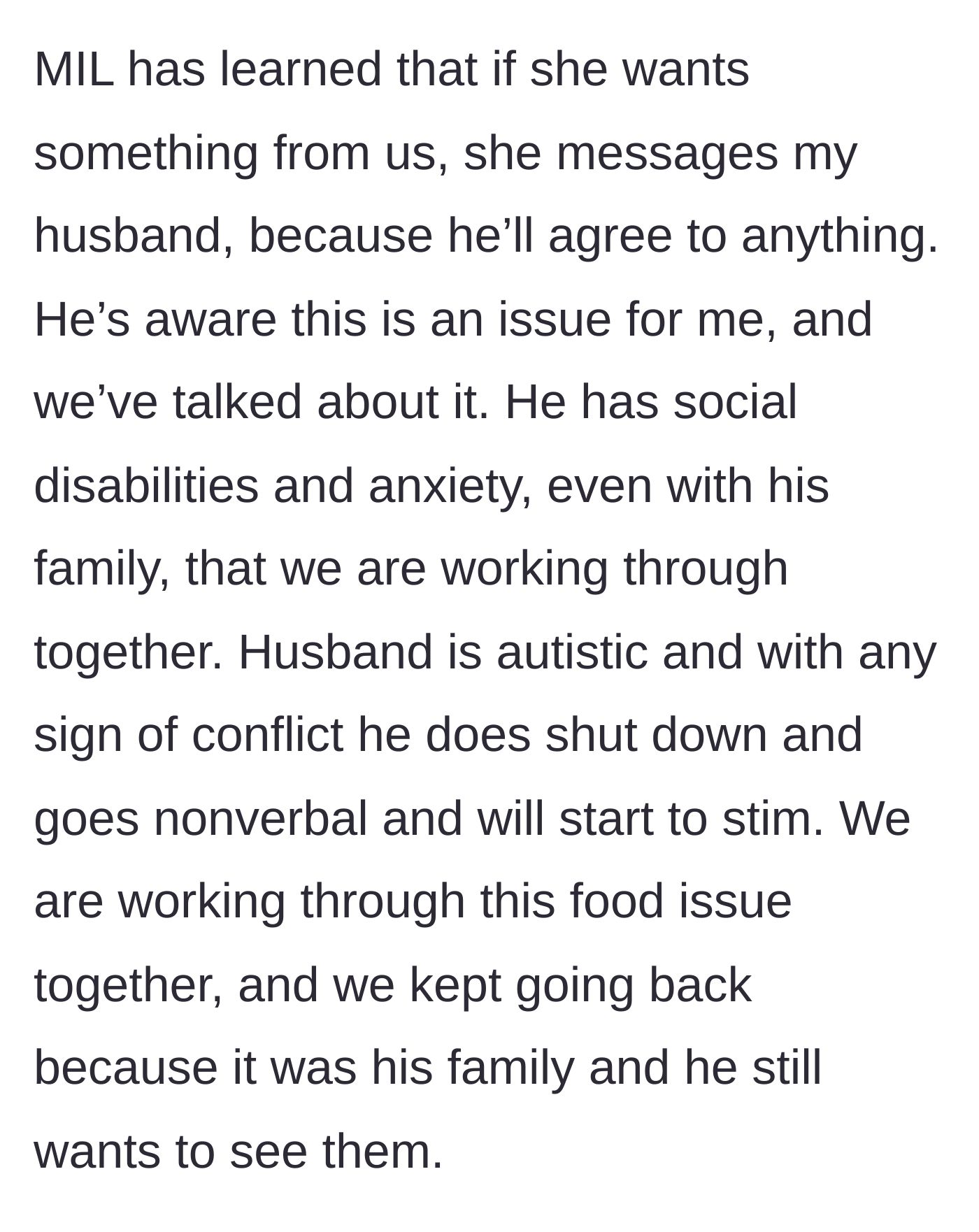 Story part 5 - A supportive wife helping her autistic husband navigate his anxiety and family conflicts.