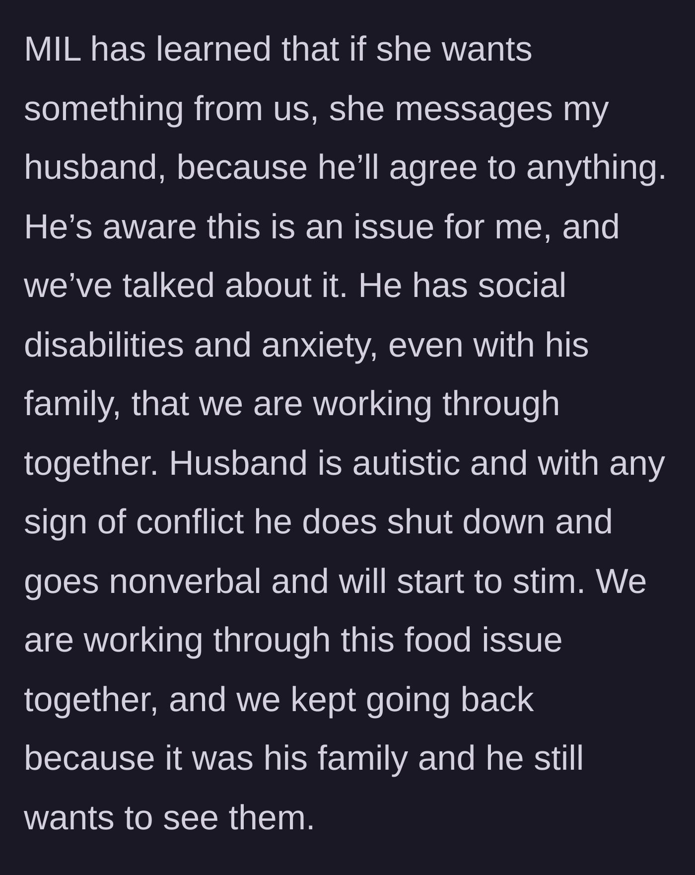 Story part 5 - A supportive wife helping her autistic husband navigate his anxiety and family conflicts.