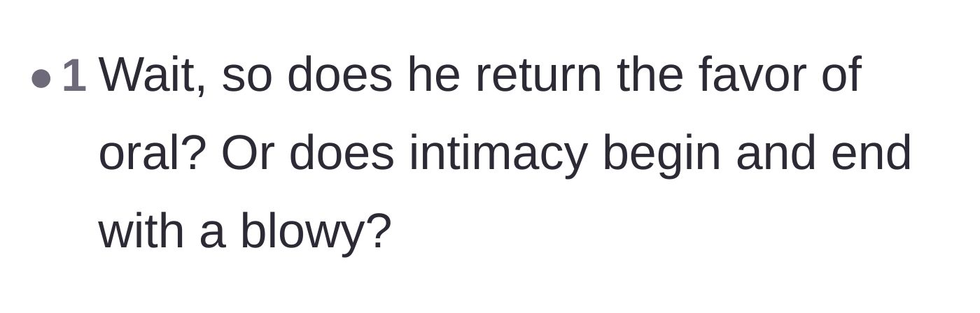 Comment thread 6 - Questions clarifying the exact nature of their one-sided intimacy