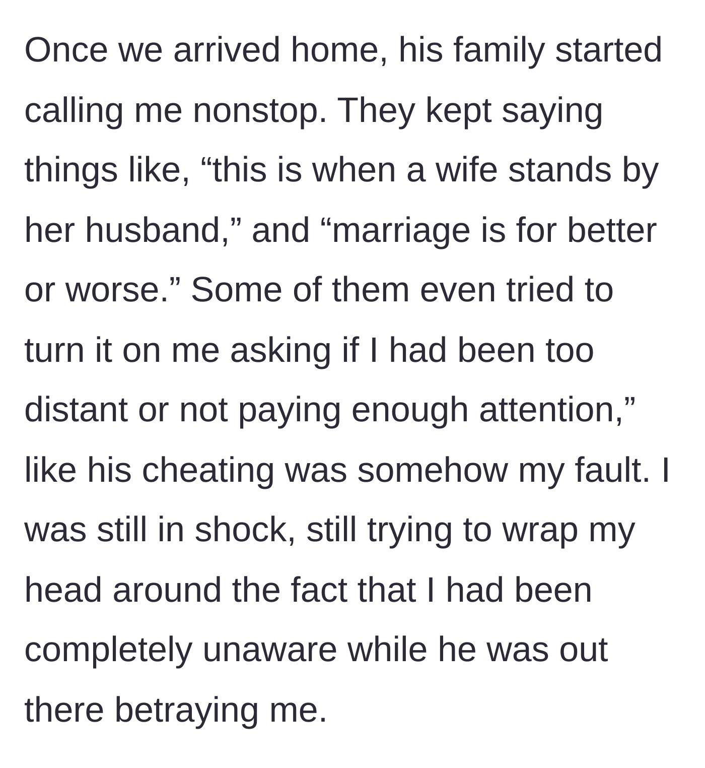 Story part 4 - A heartbroken woman staring at her ringing phone as her in-laws bombard her with blame and guilt-trips.