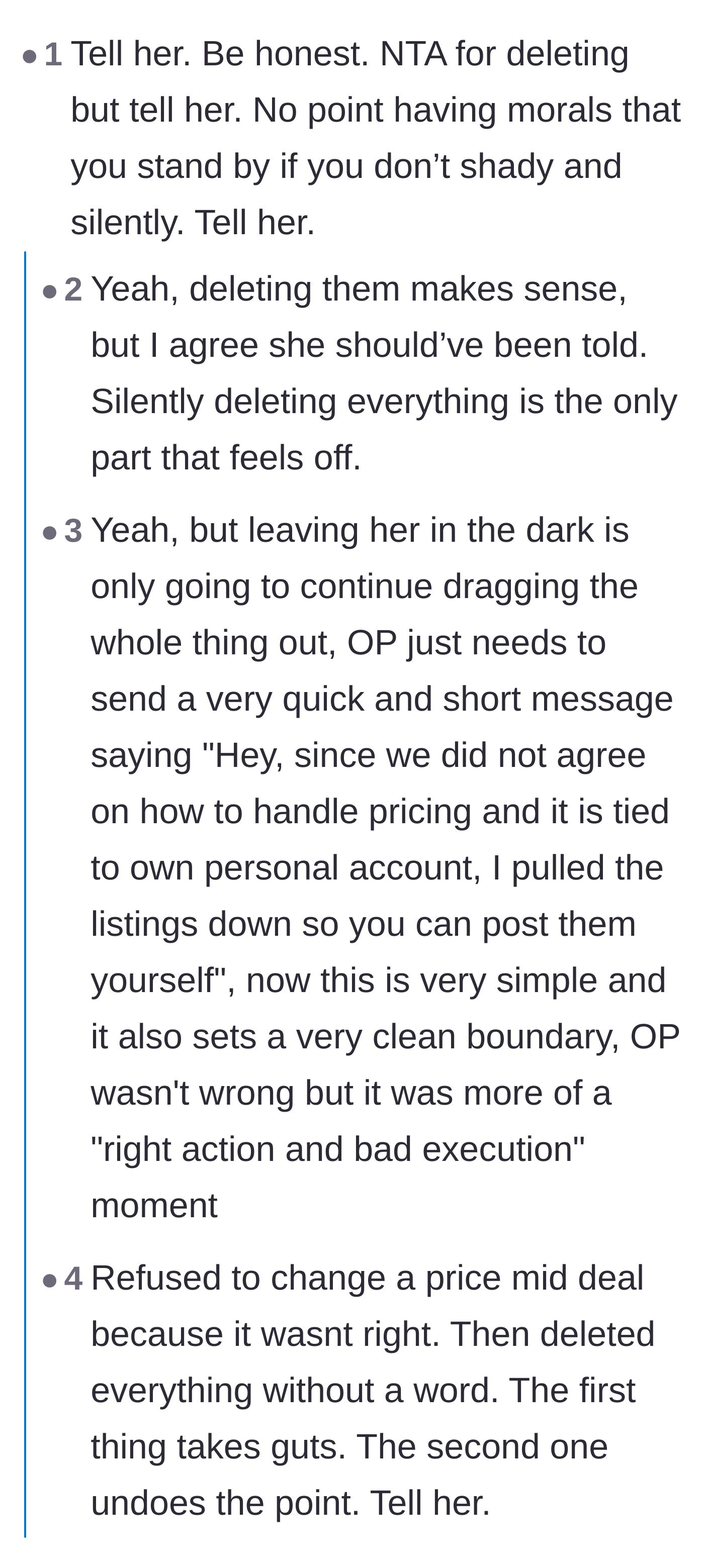 Comment thread 1 - Debate on why setting a boundary doesn't count if you do it in secret.