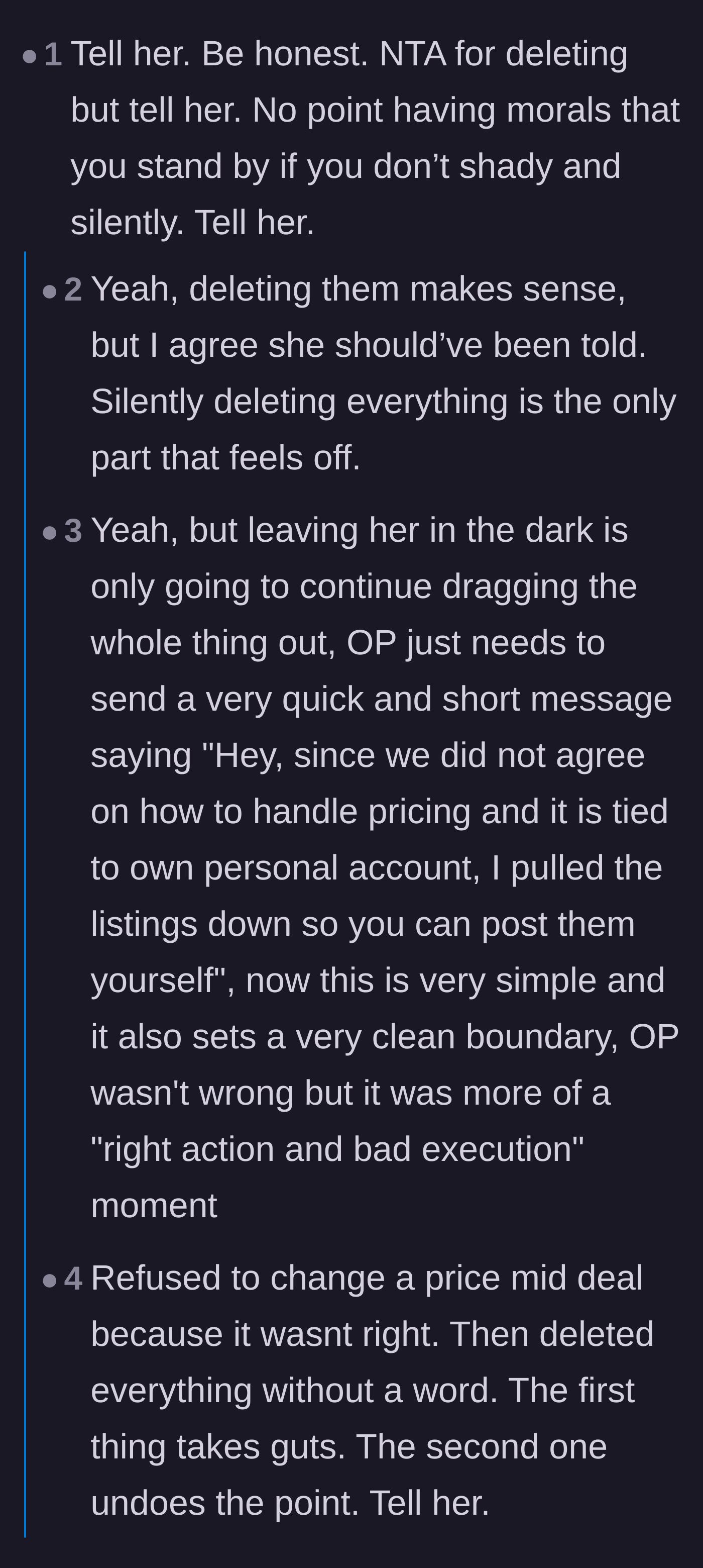 Comment thread 1 - Debate on why setting a boundary doesn't count if you do it in secret.