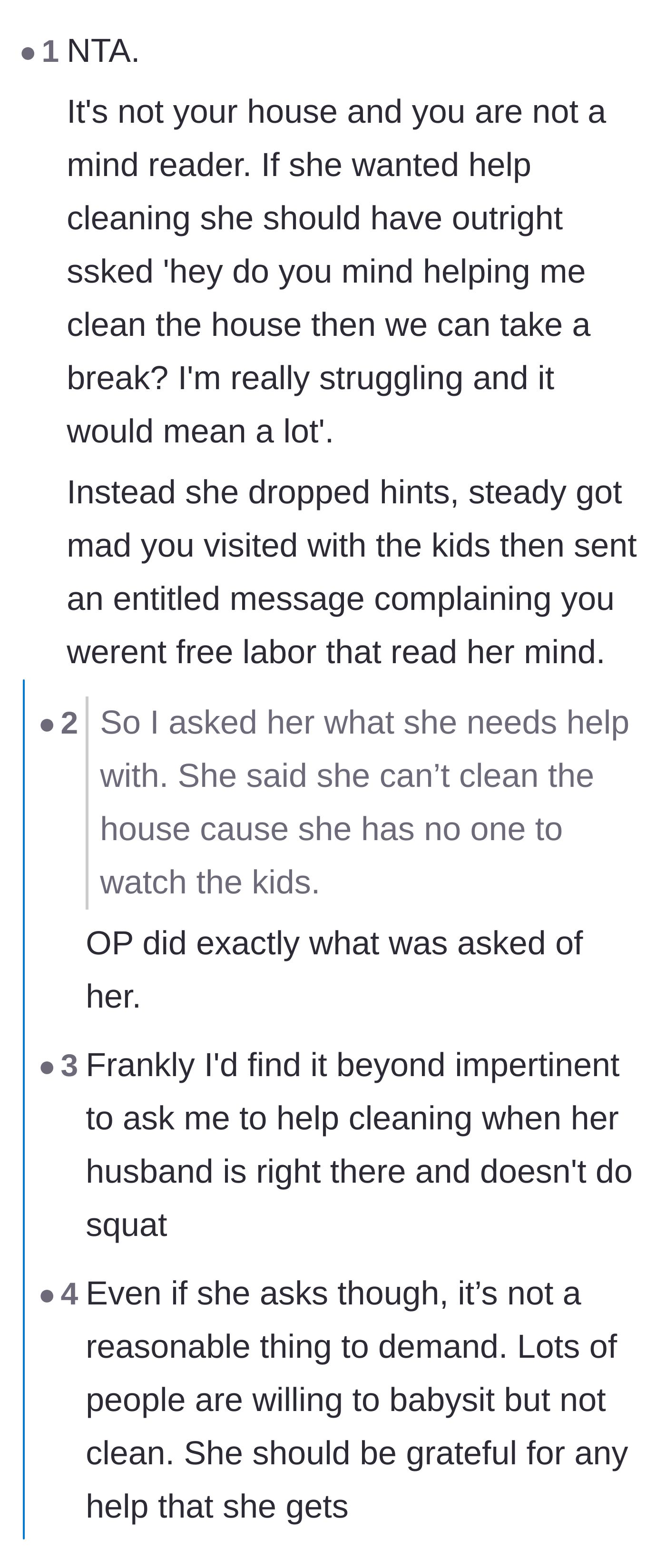 Comment thread 3 - A debate on unspoken expectations and how the cousin should have communicated directly instead of dropping passive-aggressive hints.