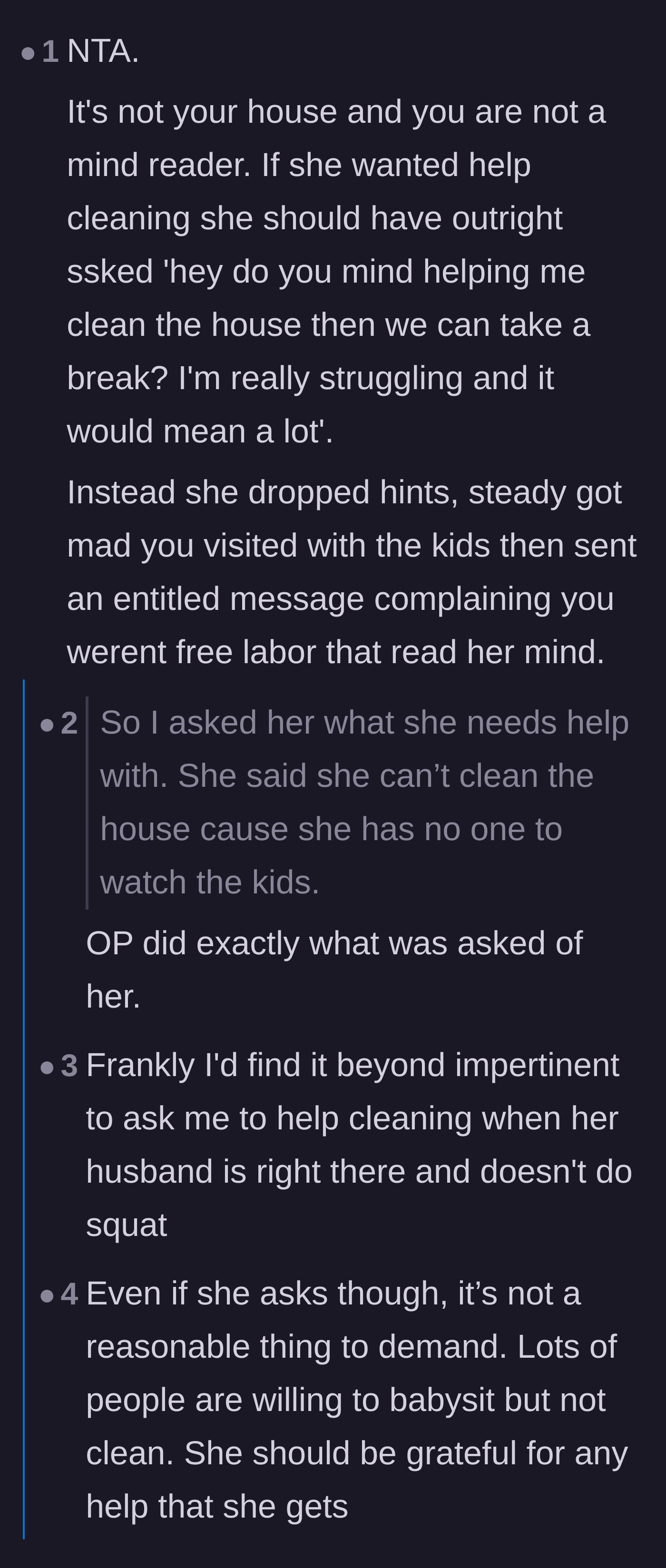 Comment thread 3 - A debate on unspoken expectations and how the cousin should have communicated directly instead of dropping passive-aggressive hints.