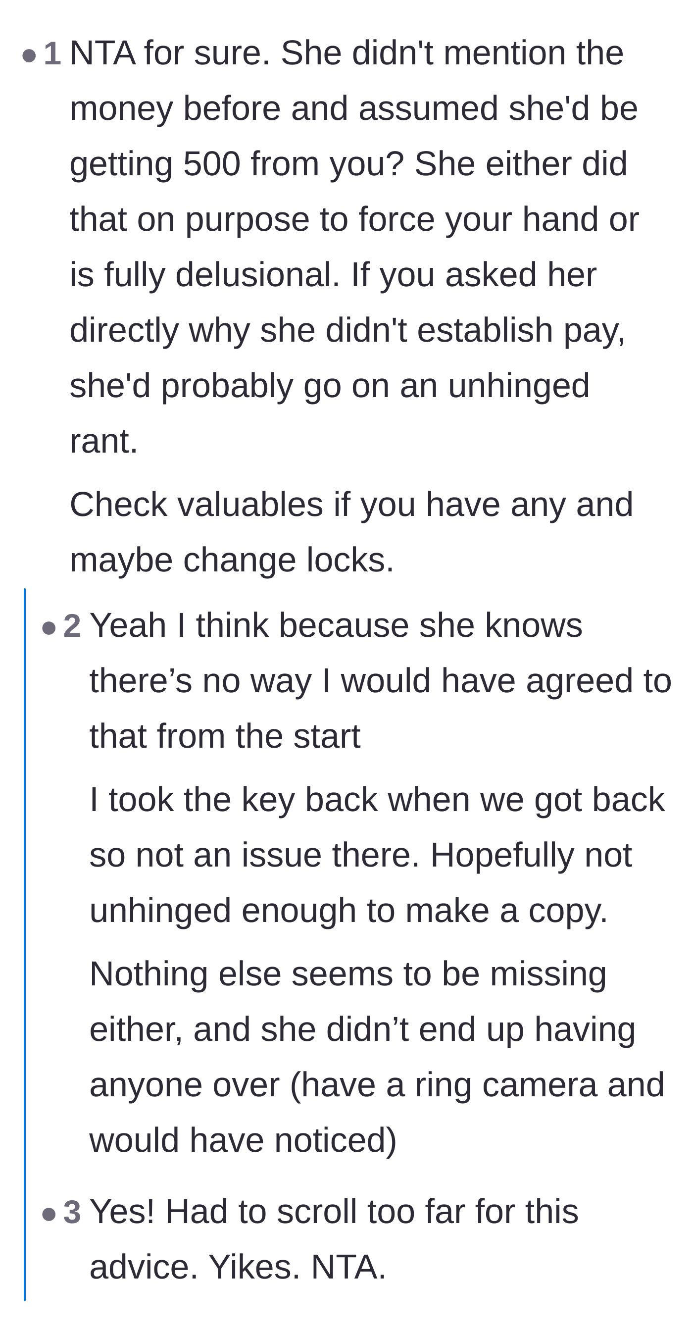 Comment thread 5 - Urgent advice for the author to change her locks and streaming passwords just to be safe.