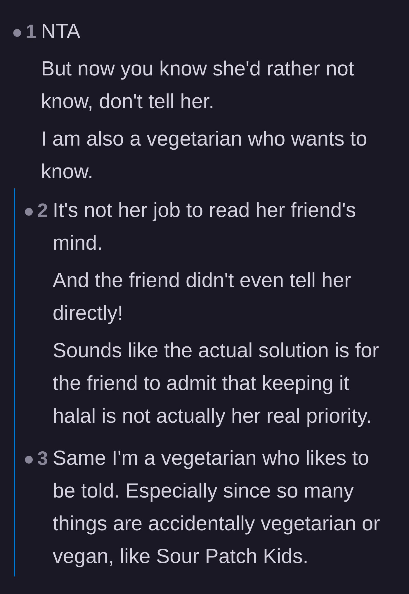 Comment thread 1 - A deep debate on religious loopholes, willful ignorance, and hidden ingredients in common foods.