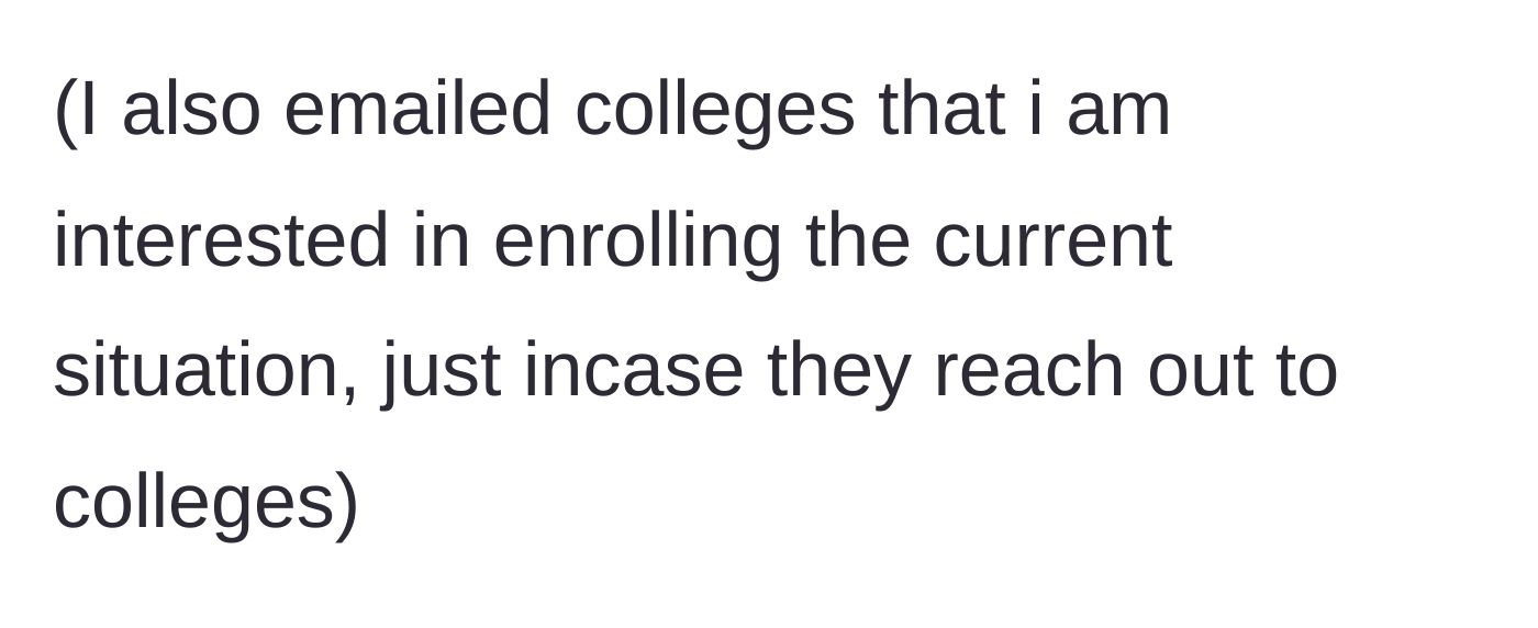 Story part 11 - The student preemptively emails her prospective colleges to control the narrative.