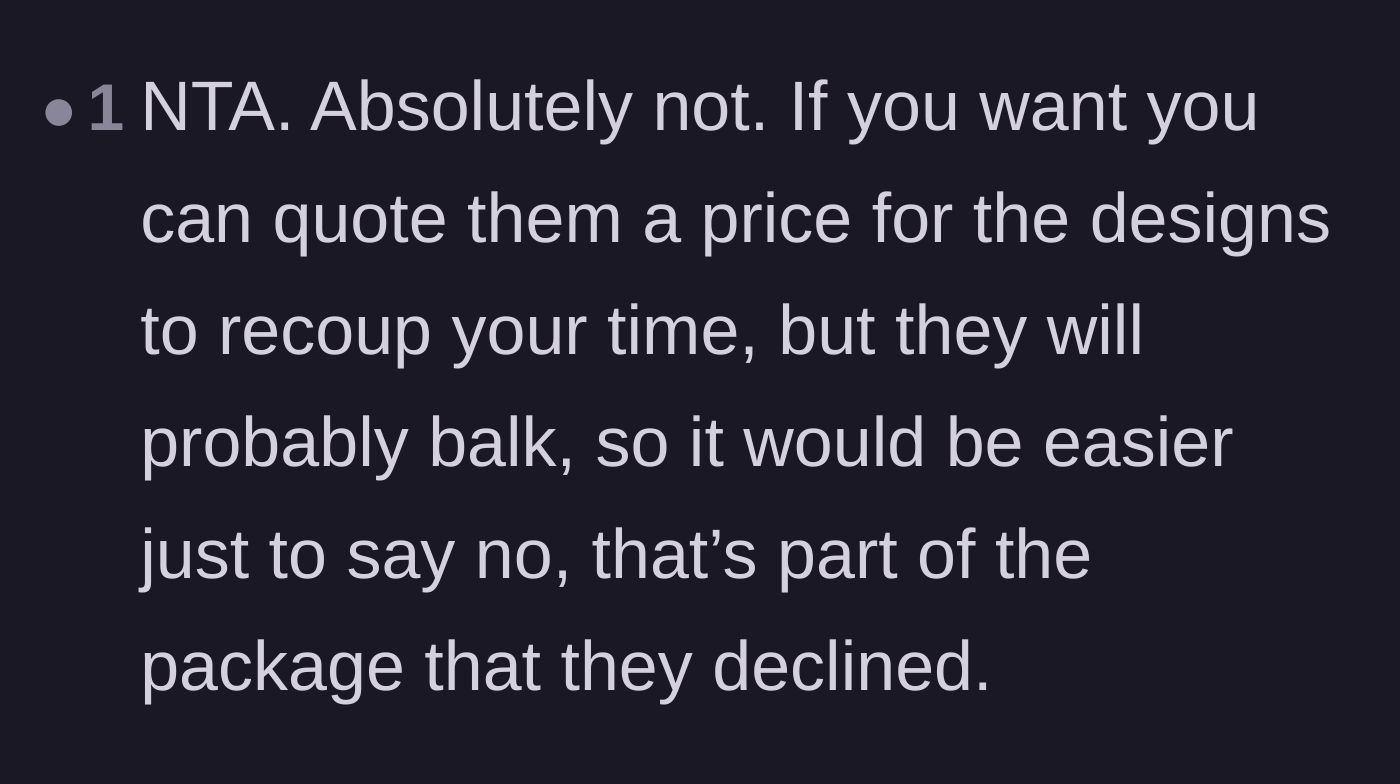 Comment thread 3 - Suggesting to offer a price for the files but expecting the client to refuse.