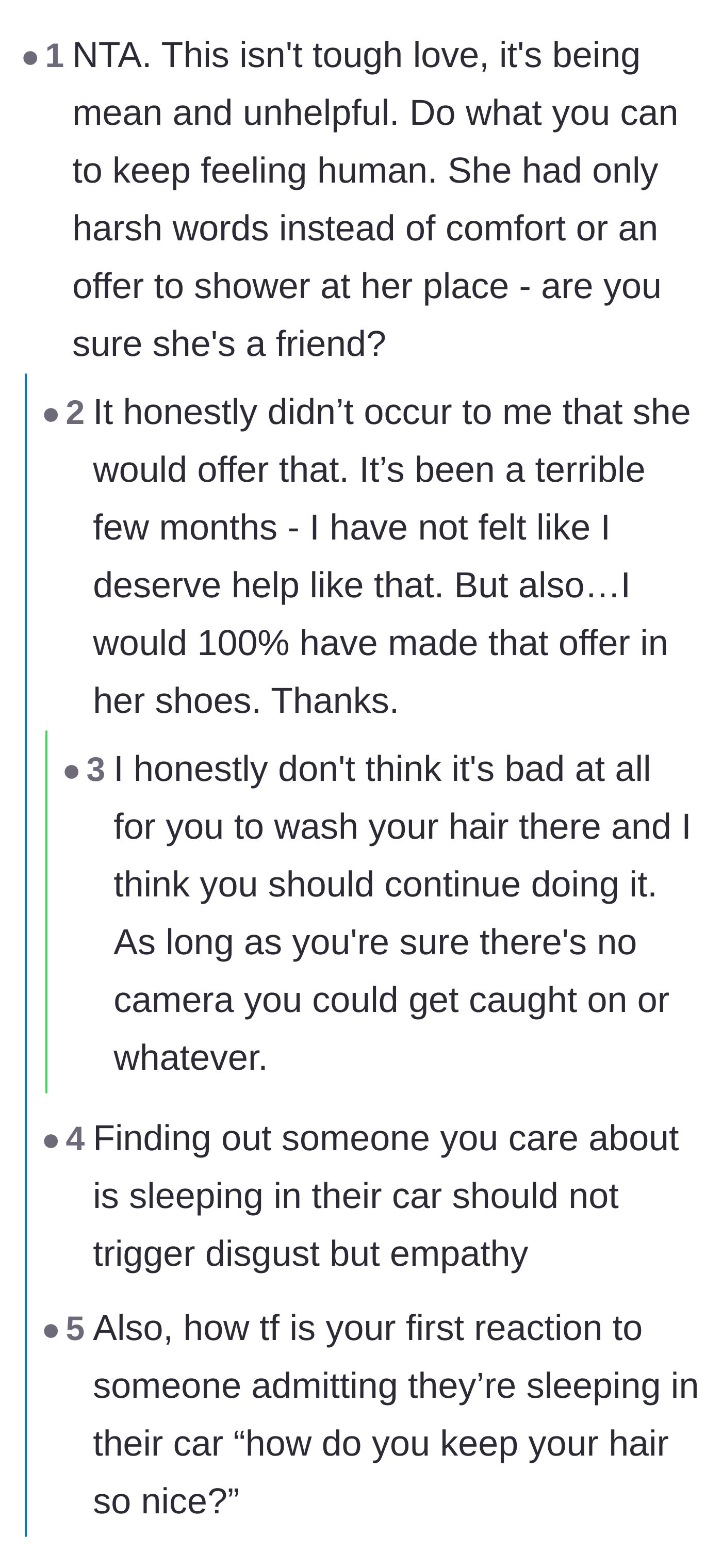Comment thread 1 - Readers call out the friend's cruelty and offer practical advice for staying safe.
