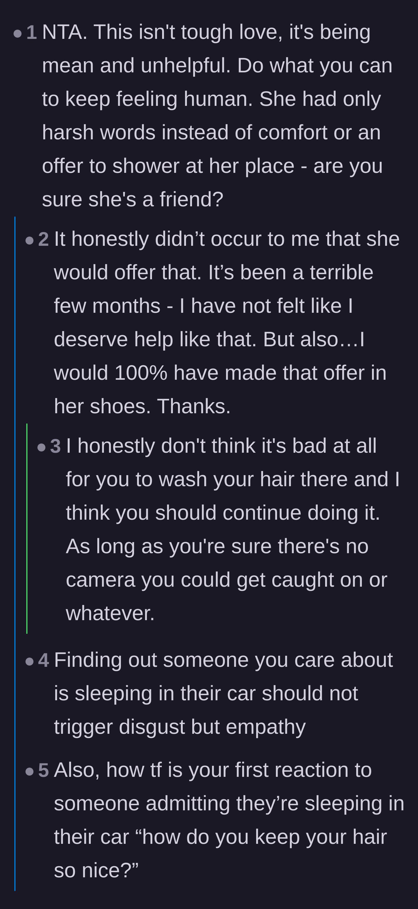 Comment thread 1 - Readers call out the friend's cruelty and offer practical advice for staying safe.