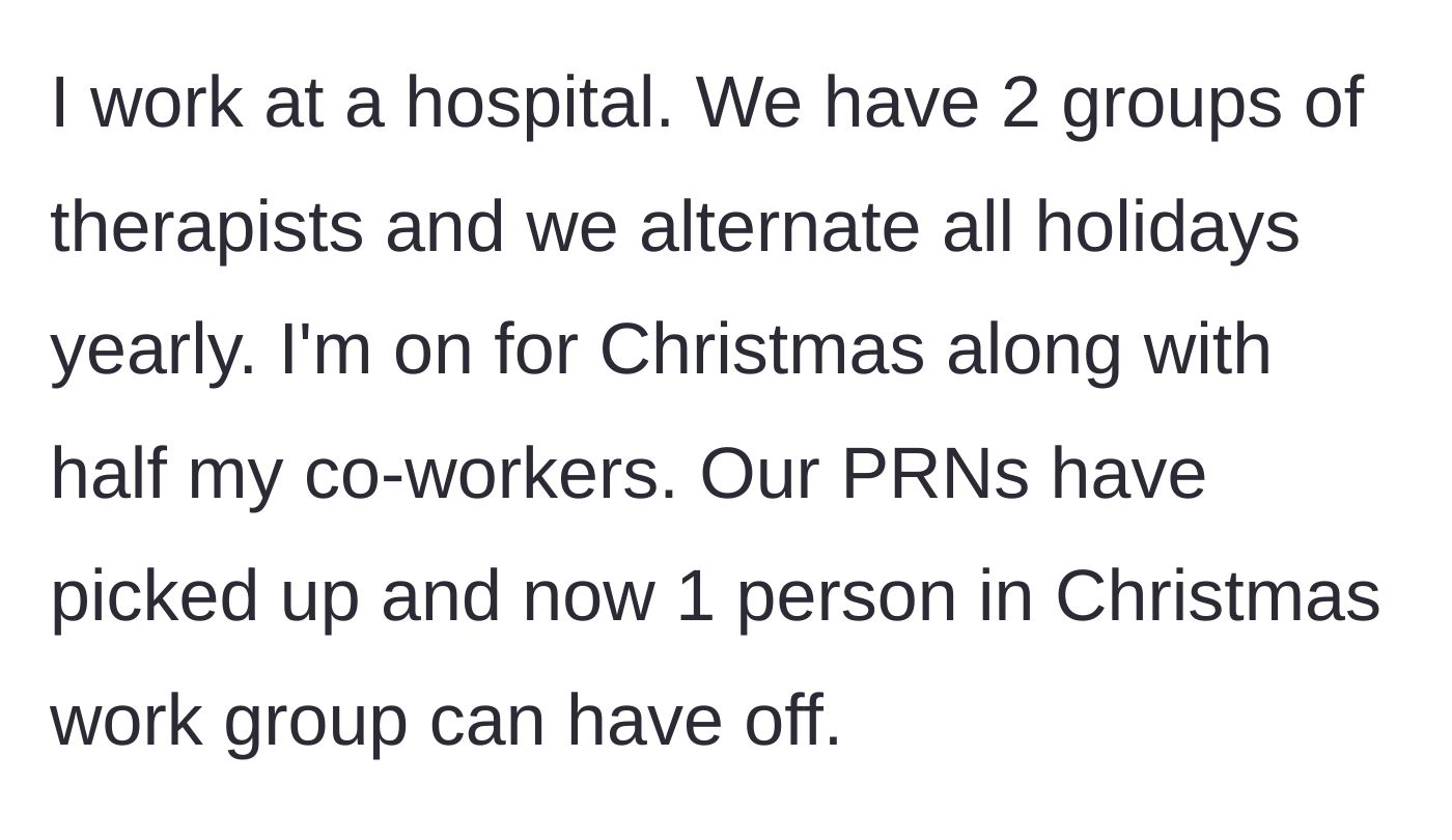 Story part 1 - Hospital holiday rotation rules and the sudden availability of one Christmas day off.