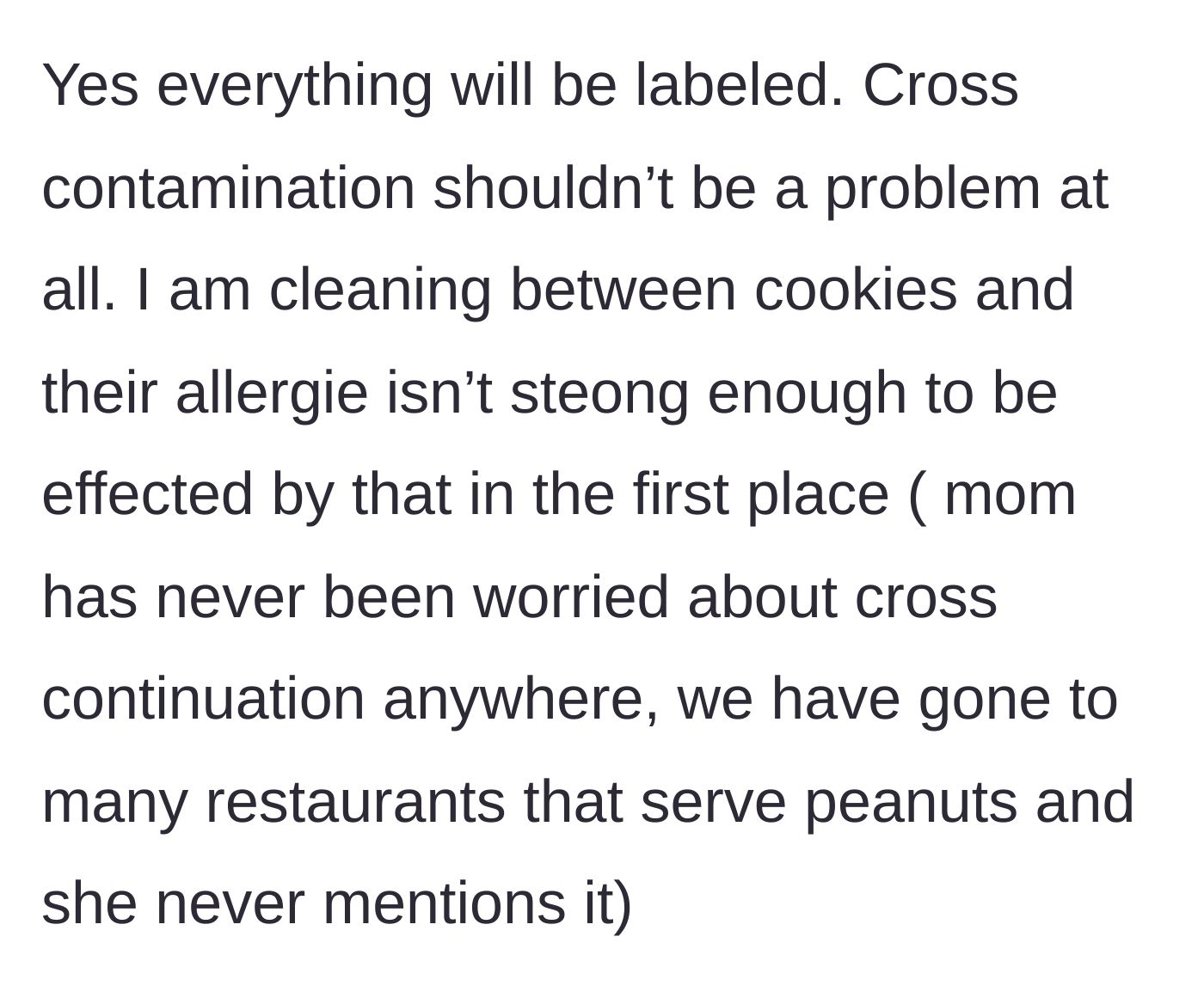 Story part 8 - Hostess reveals the mom has never worried about cross-contamination at restaurants before.