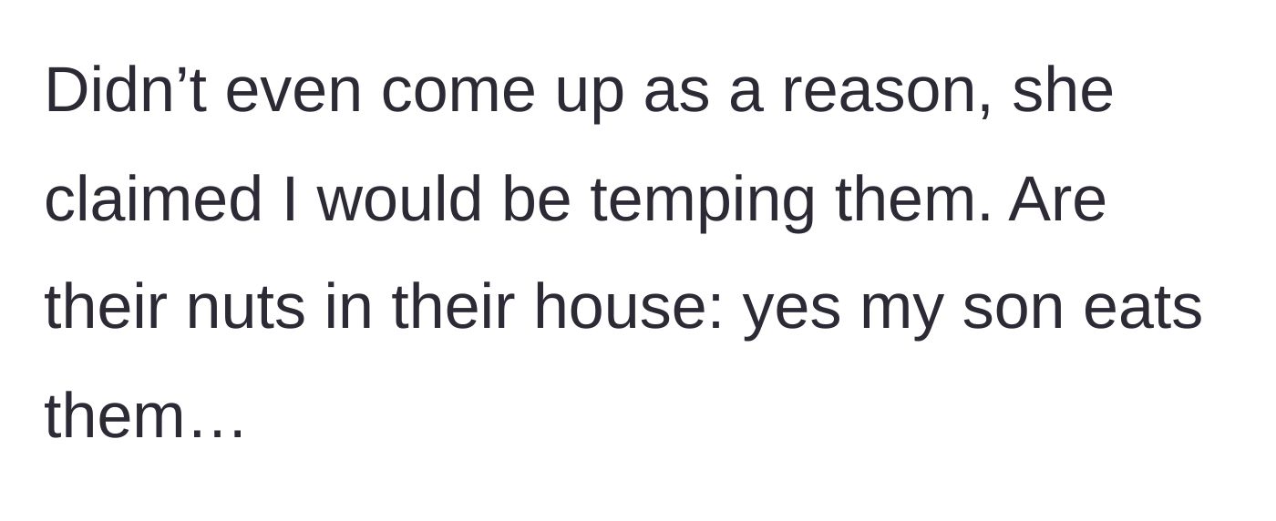 Story part 9 - Hostess drops the bombshell that her son eats nuts in their own house.