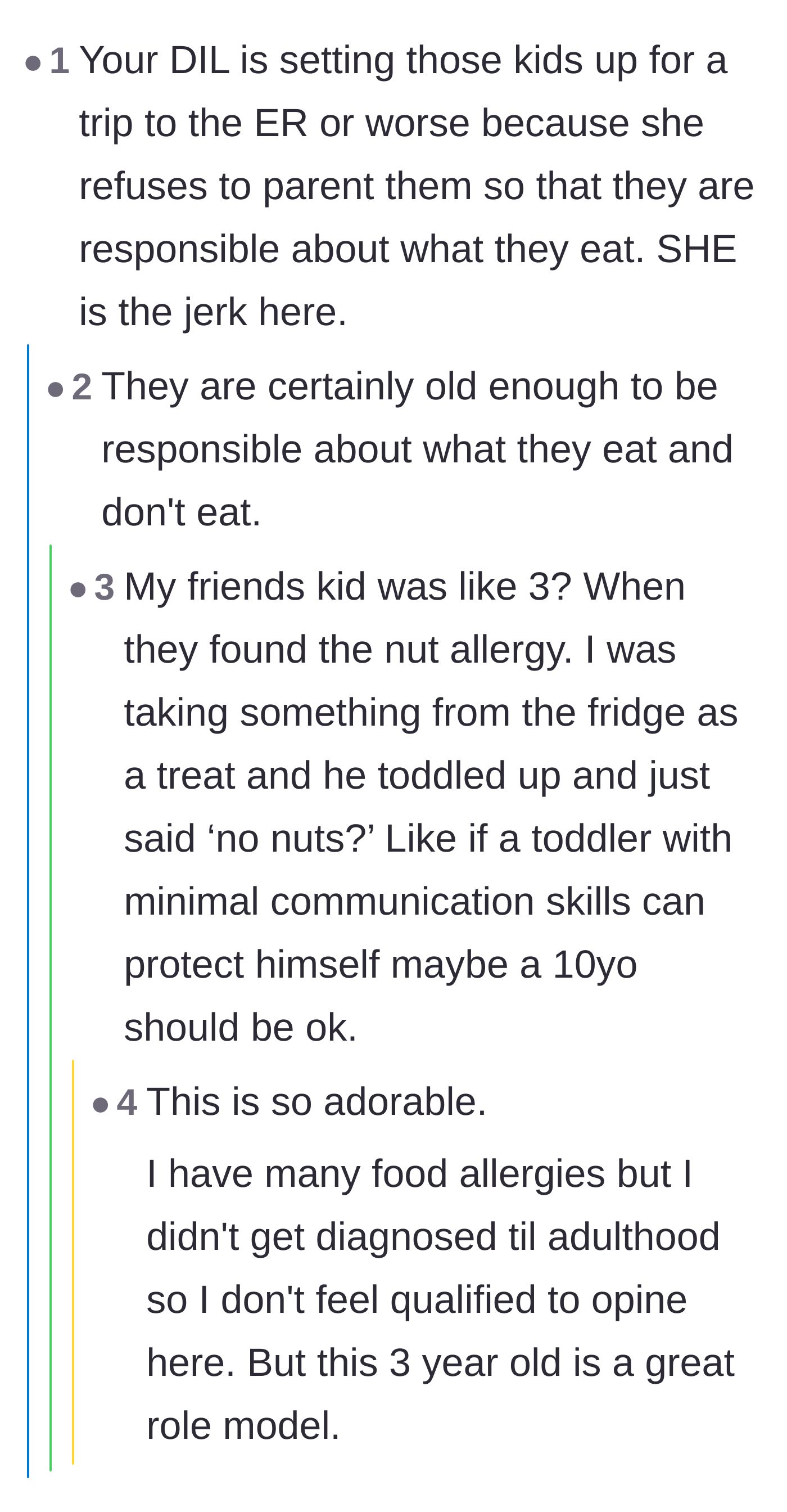 Comment thread 2 - A discussion calling out the daughter-in-law for failing to teach her kids basic survival skills.