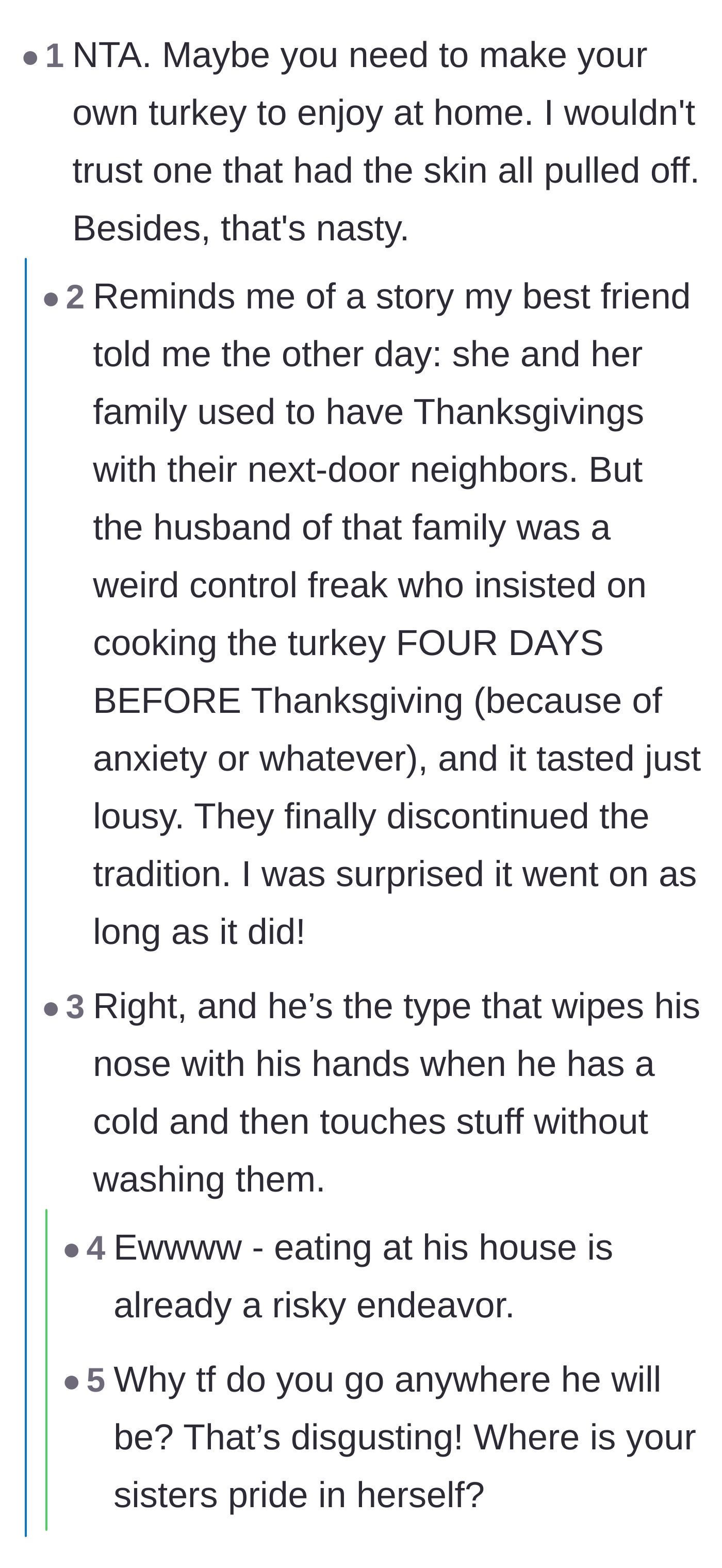 Comment thread 5 - The original poster revealing gross details about the host's terrible hygiene habits in the kitchen.