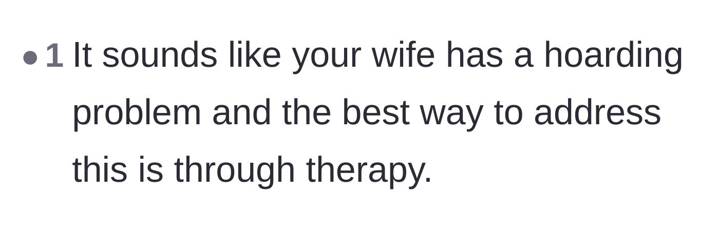 Comment thread 4 - A blunt, straightforward suggestion that the wife's problem requires professional therapy.