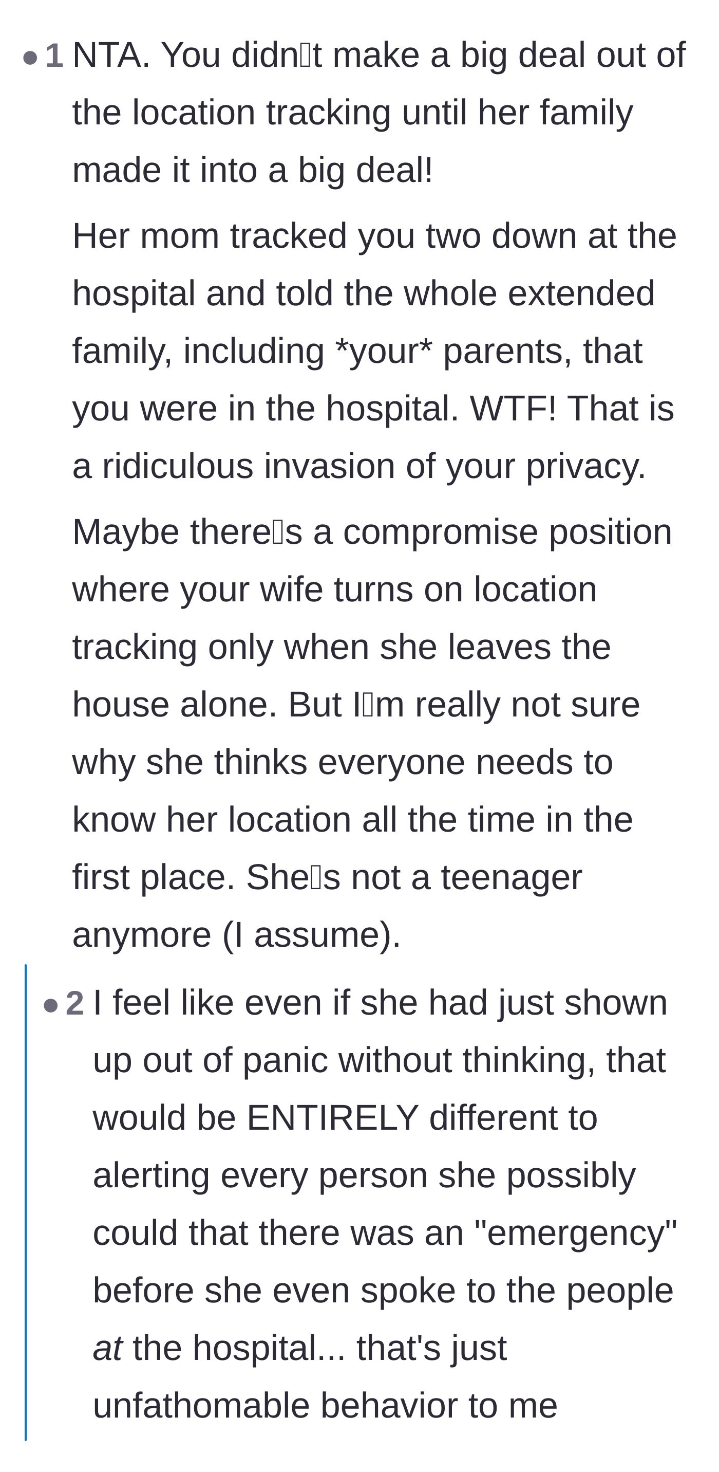 Comment thread 3 - Highlighting how the mother-in-law's decision to alert the entire extended family was an unforgivable boundary violation.