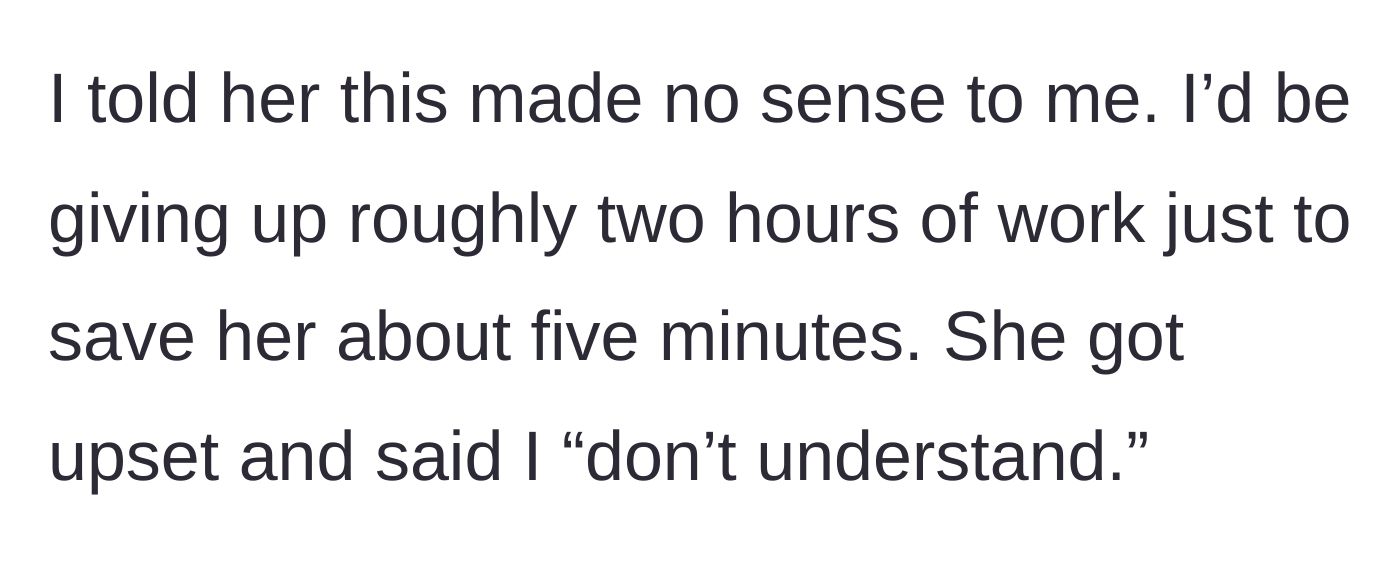 Story part 3 - The husband points out the math makes no sense, and the wife gets defensive.