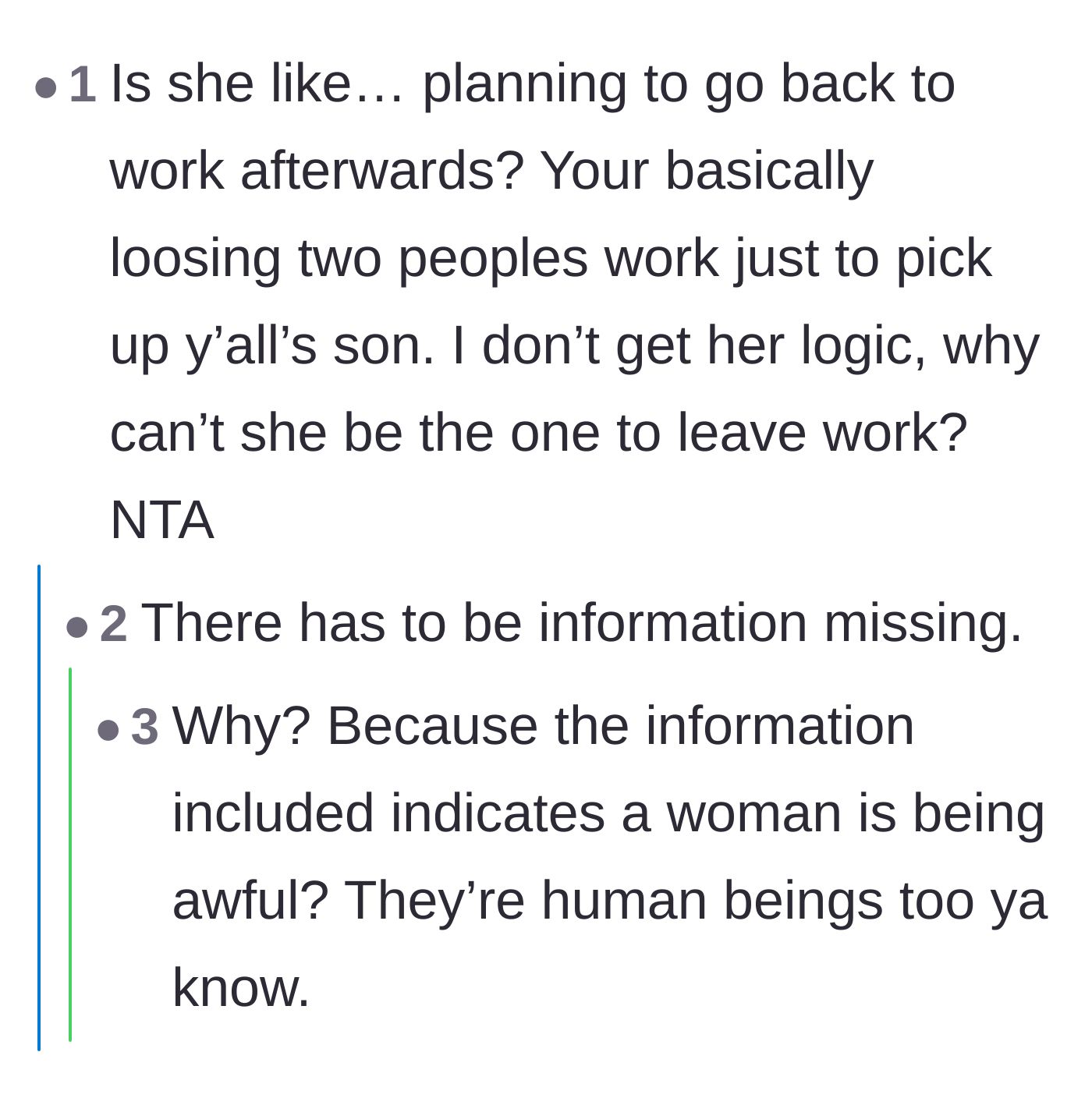 Comment thread 1 - Readers questioning the terrible efficiency of wasting two people's work hours for one errand.