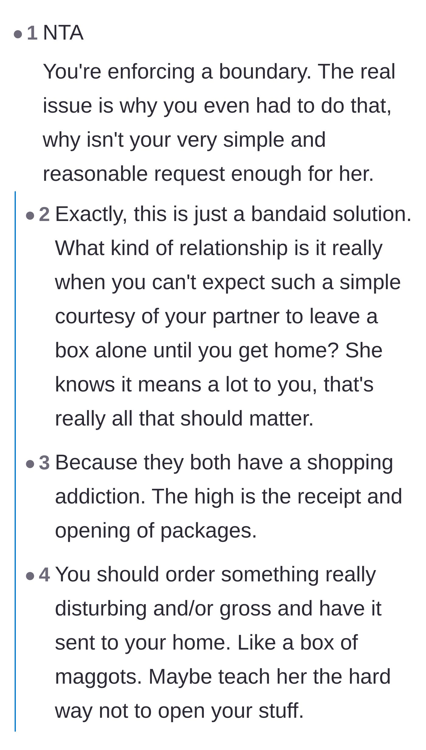 Comment thread 1 - A deep dive into boundary crossing and a wild comparison to a spouse tying an EMT's shoes.