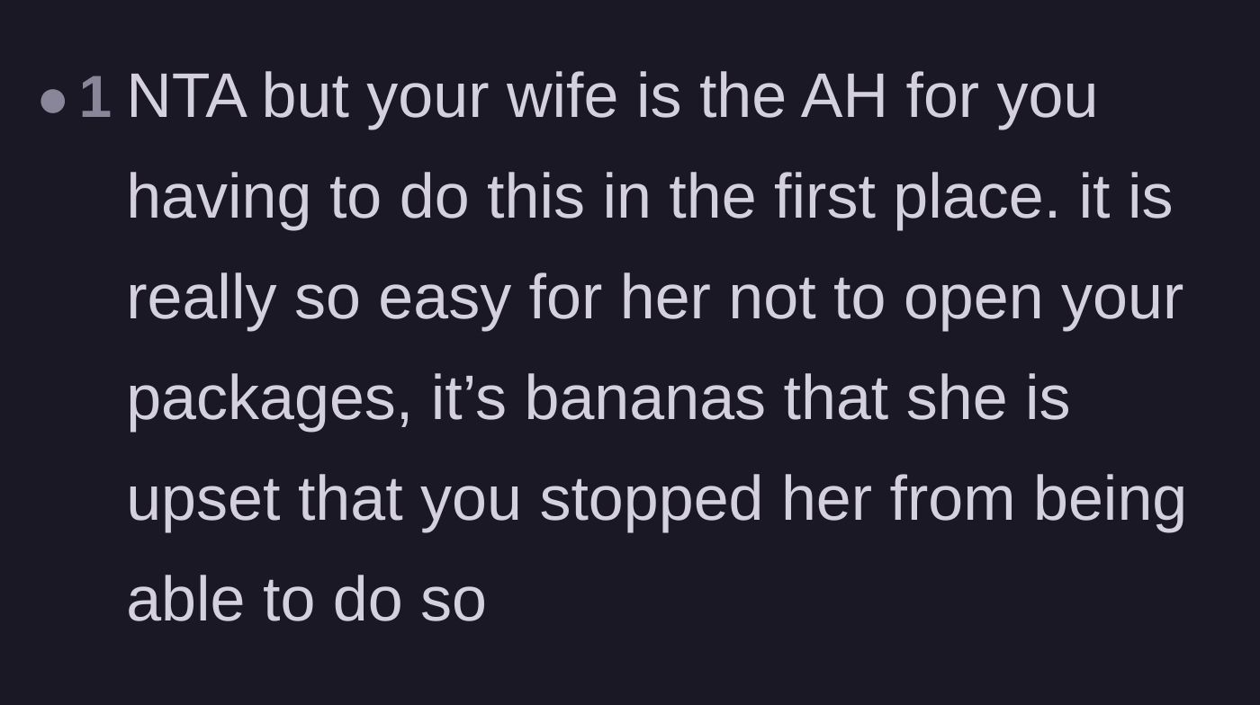 Comment thread 5 - A user pointing out the sheer absurdity of the wife being angry that she can no longer cross her husband's boundaries.