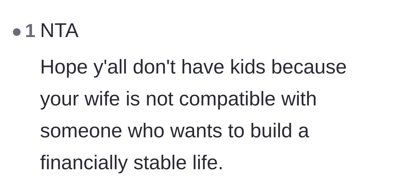 Comment thread 5 - A warning about the dangers of having children with a financially unstable partner.