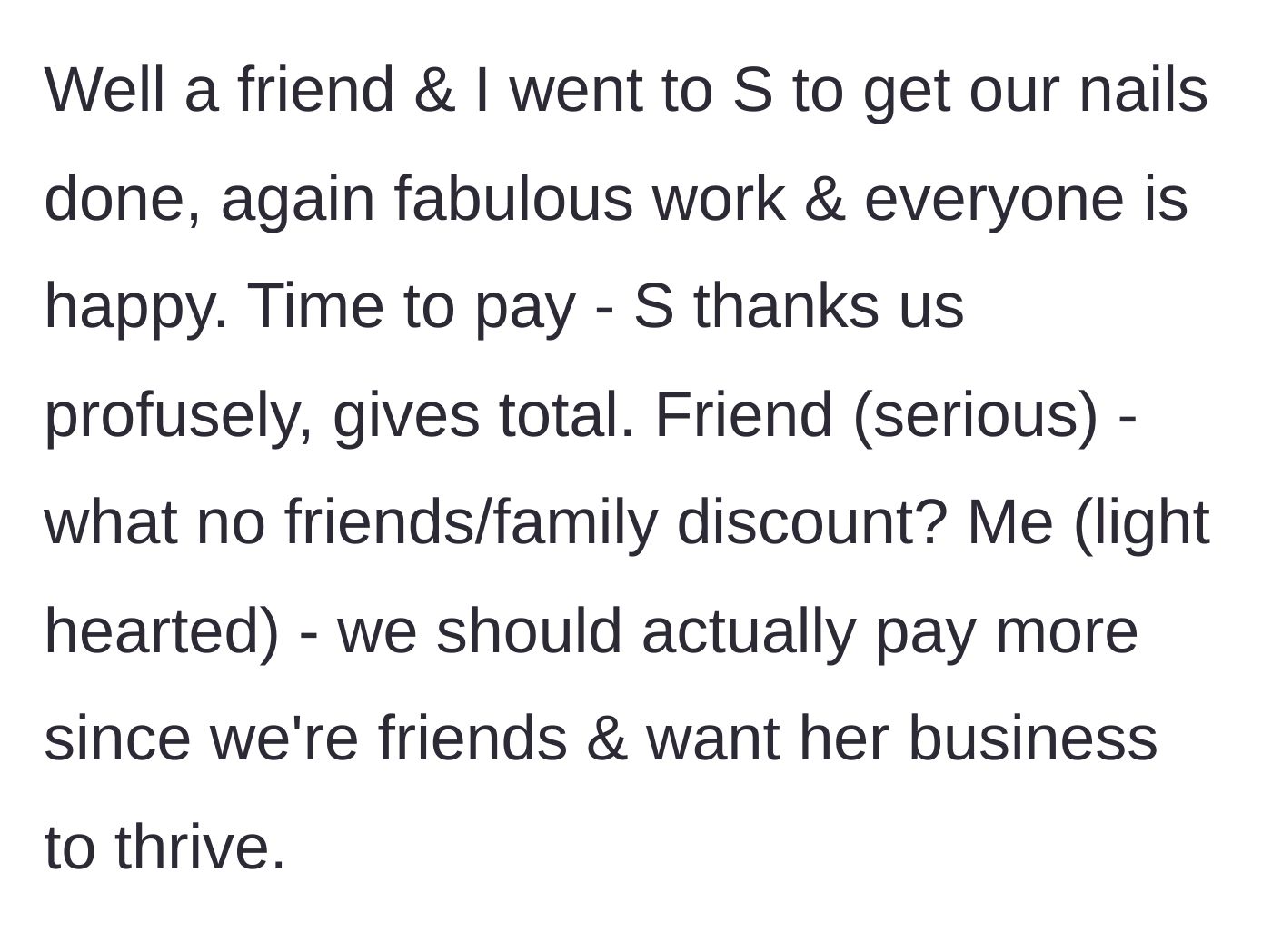 Story part 2 - The awkward moment at the cash register when the friend demands a discount.