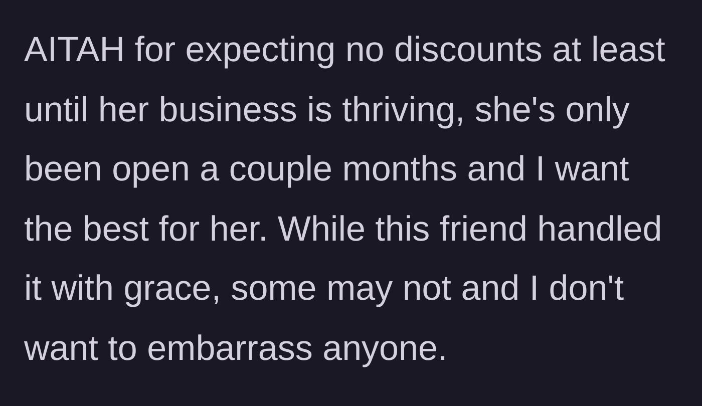 Story part 4 - The author questioning if she was too harsh in defending the new business.