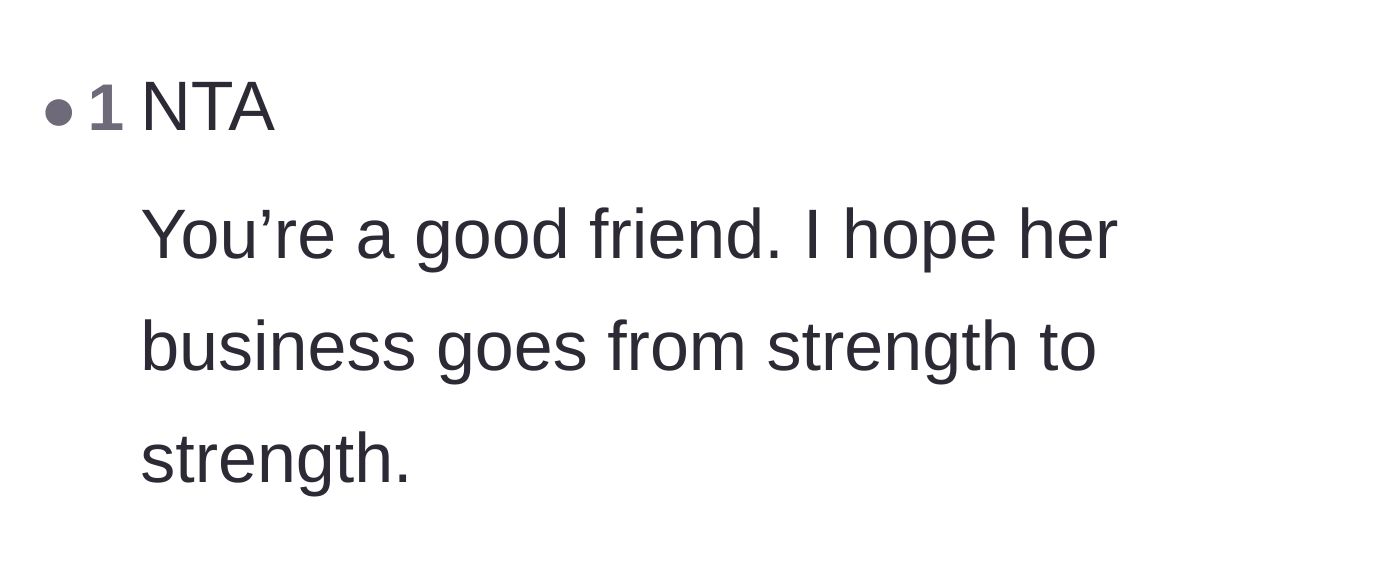 Comment thread 3 - Praise for the author being a fiercely supportive friend and holding a boundary.