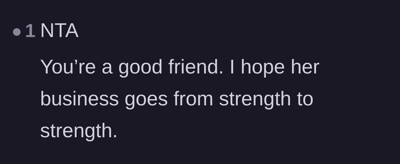 Comment thread 3 - Praise for the author being a fiercely supportive friend and holding a boundary.