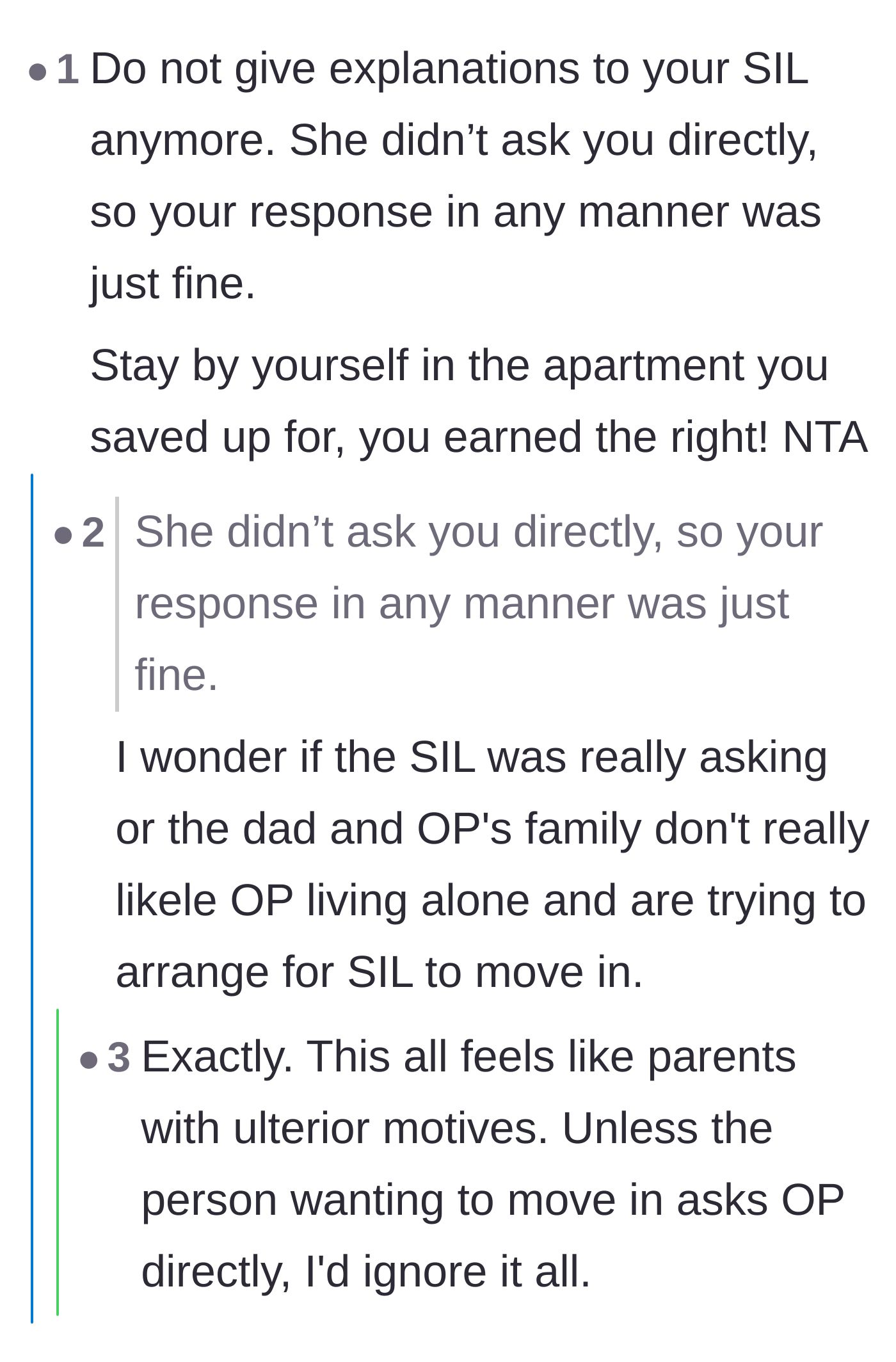 Comment thread 3 - Advice to stop over-explaining and a theory that the parents orchestrated the whole thing