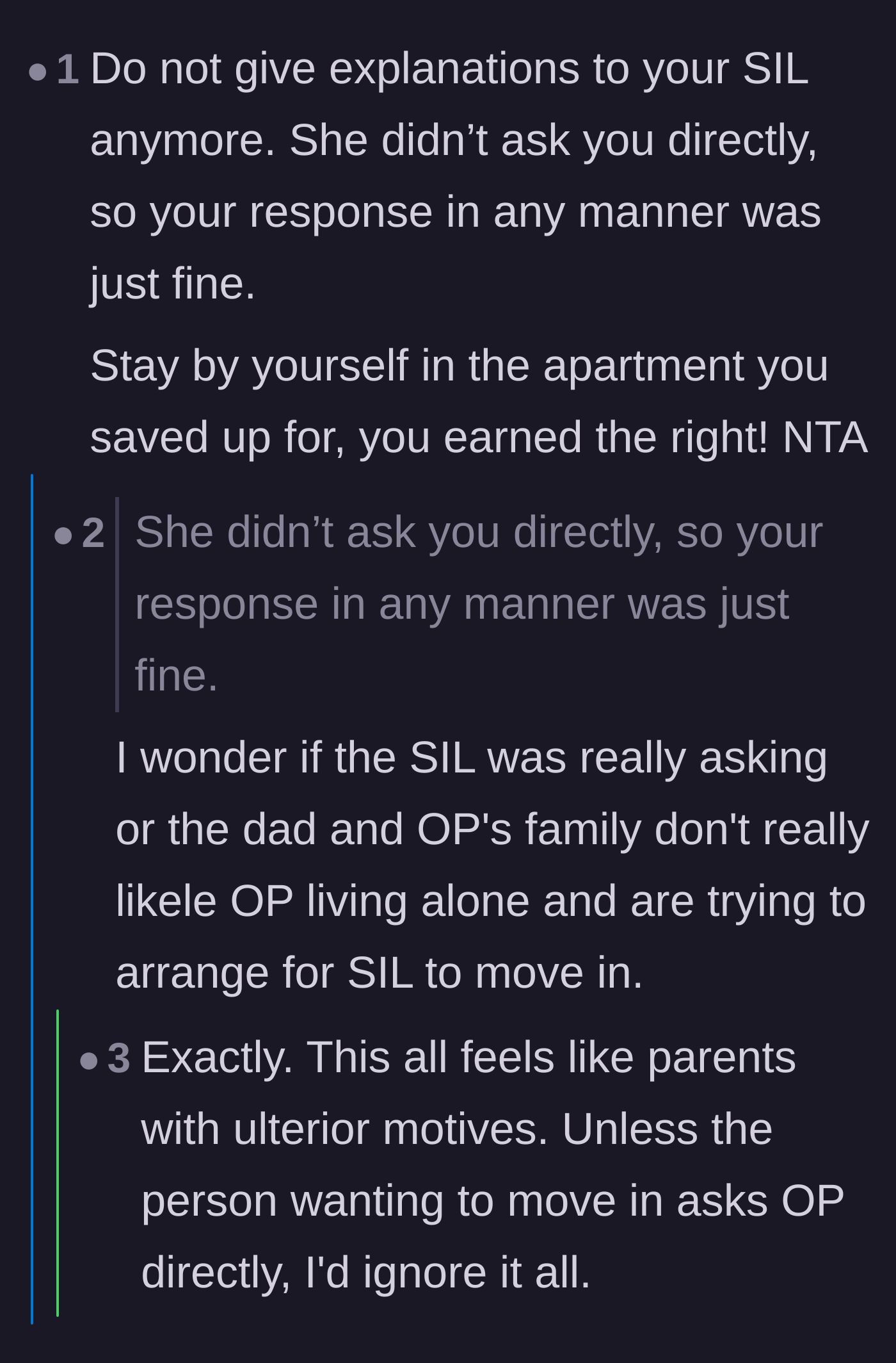 Comment thread 3 - Advice to stop over-explaining and a theory that the parents orchestrated the whole thing