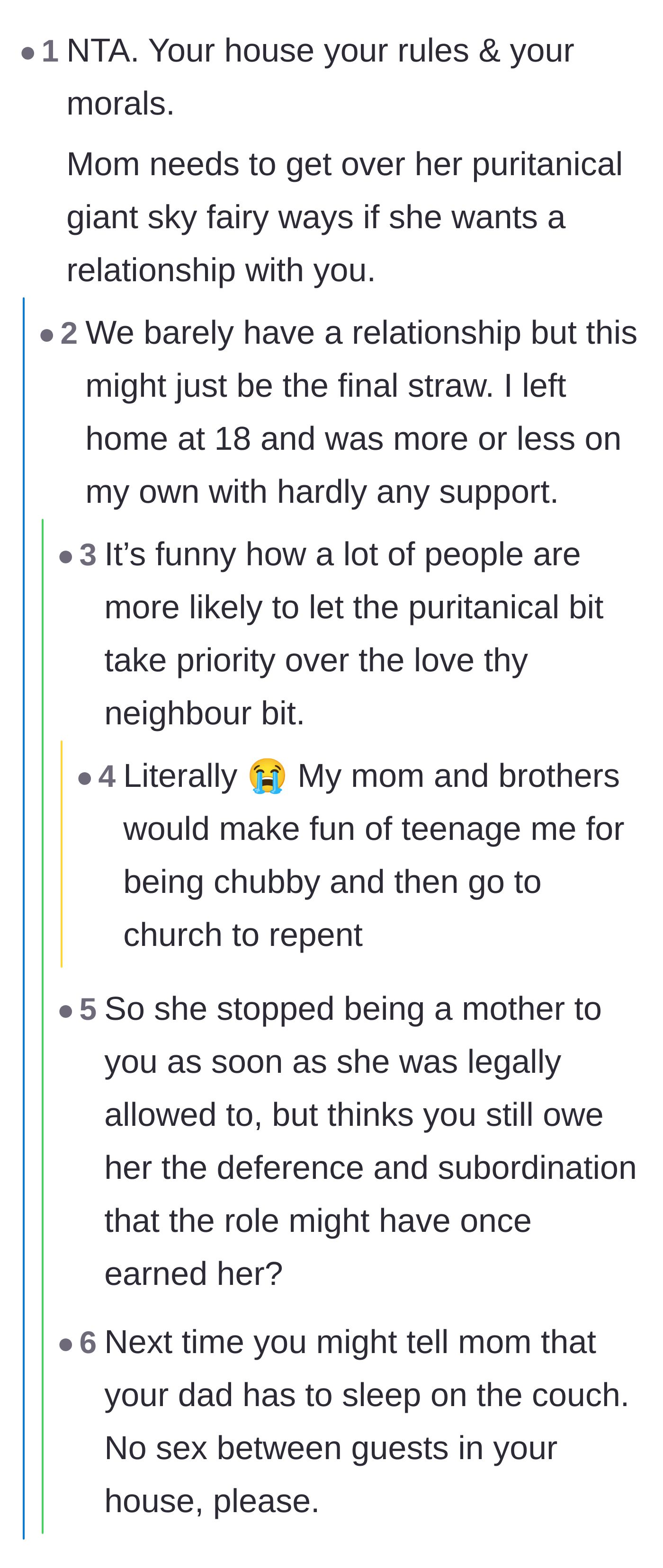 Comment thread 3 - A deep dive into the hypocrisy of purity culture and conditional parental love.