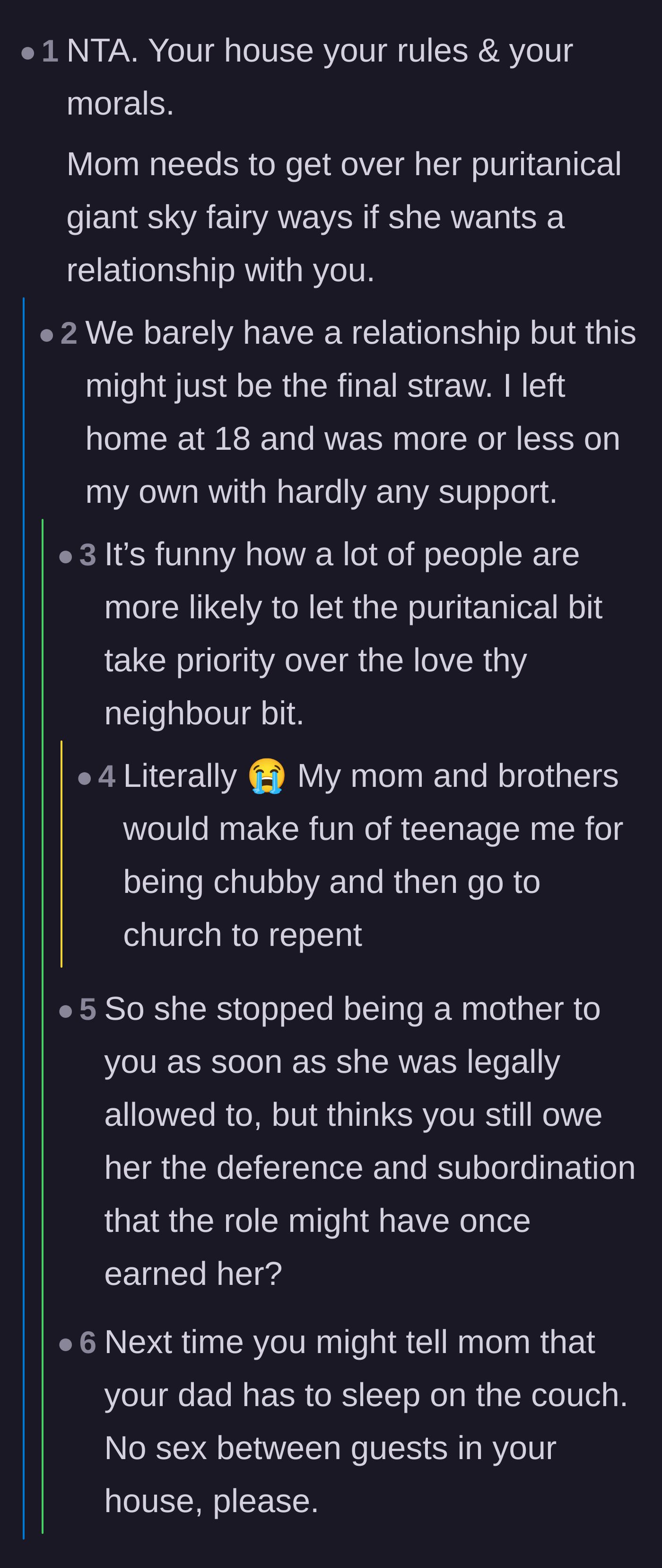 Comment thread 3 - A deep dive into the hypocrisy of purity culture and conditional parental love.