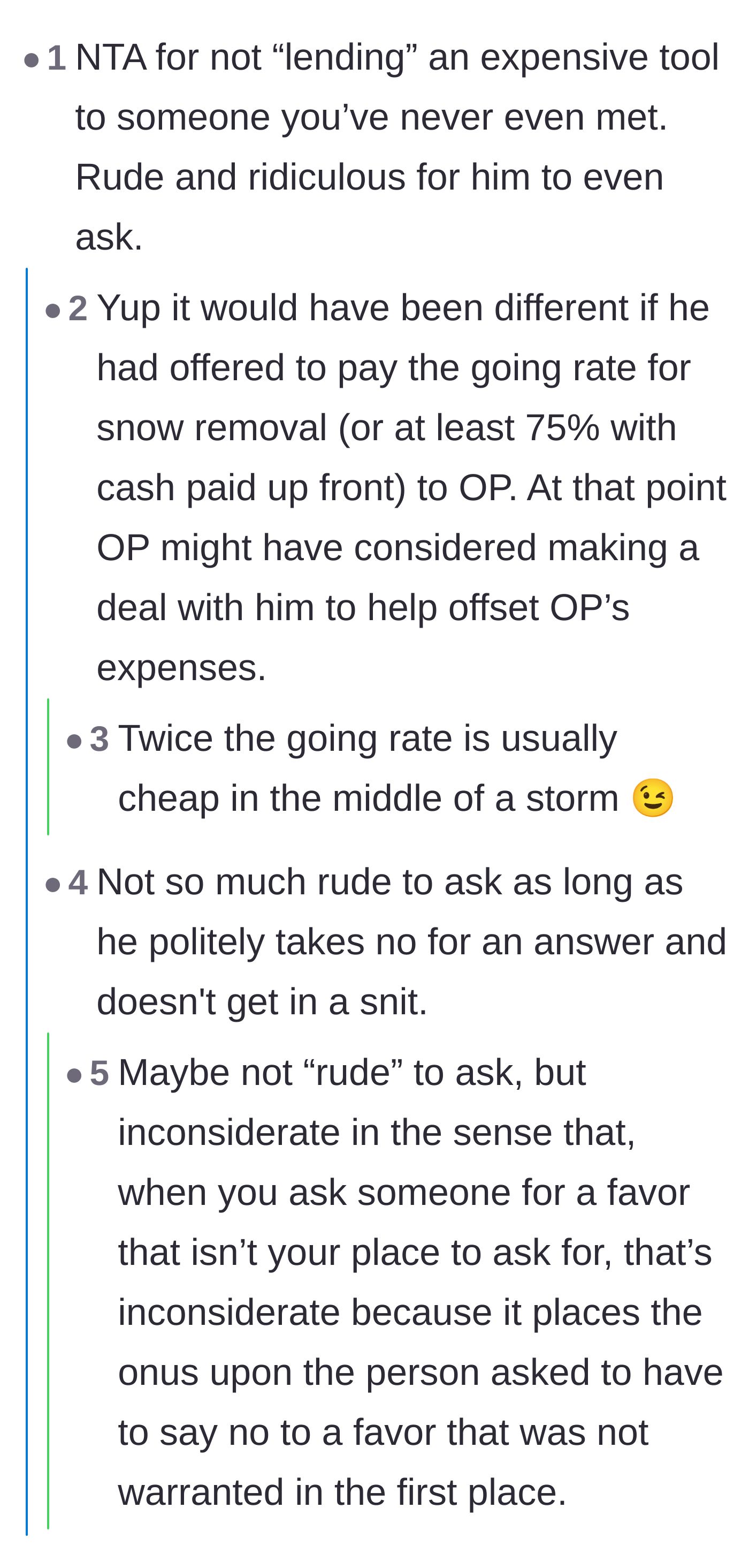 Comment thread 5 - A debate analyzing why asking a stranger for a huge, expensive favor is manipulative and puts unfair pressure on them