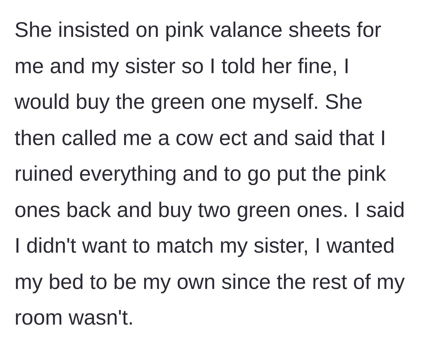 Story part 3 - A grown woman throwing a tantrum in a home goods store and calling her daughter names over a bedskirt.