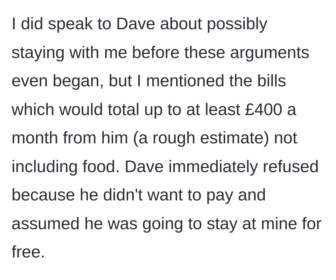 Story part 4 - A calculator showing a £400 monthly bill being aggressively pushed away by a dismissive young man.