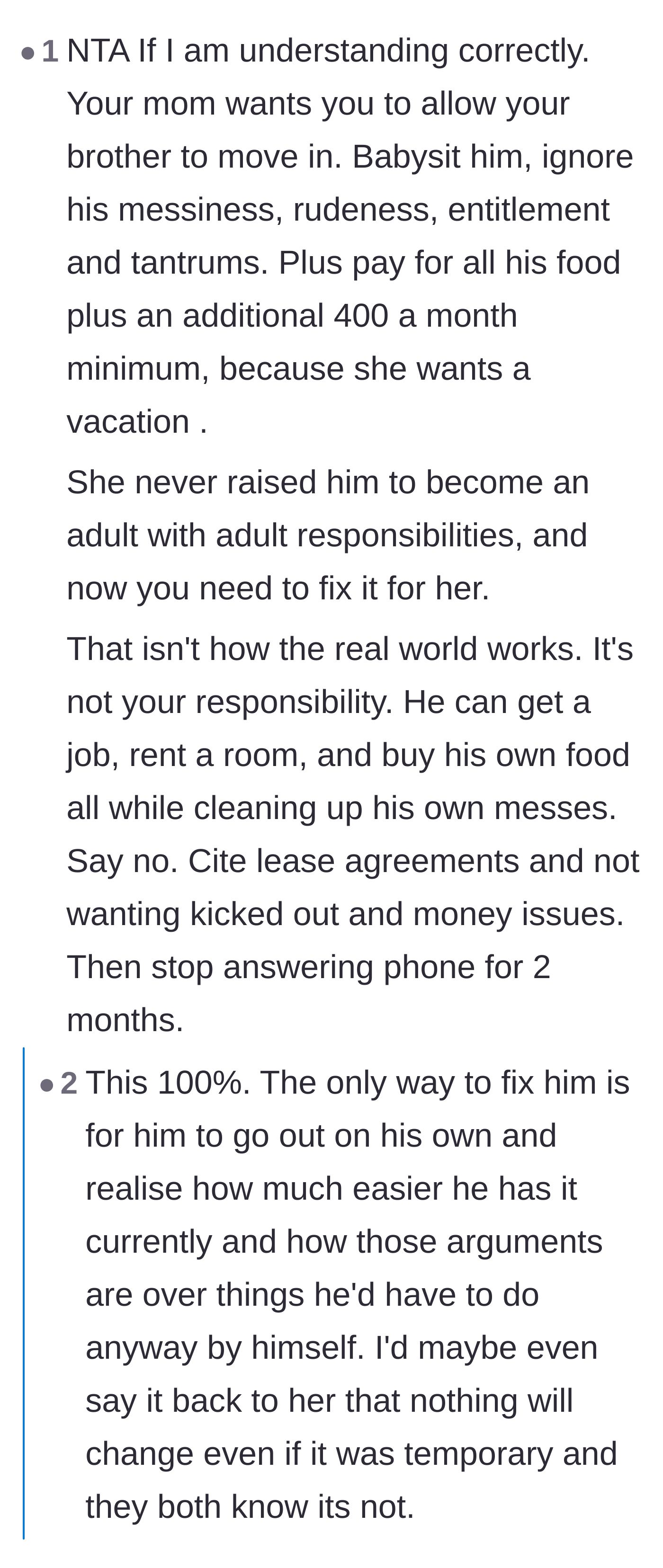 Comment thread 3 - Analysis of the mother's attempt to outsource her parenting failures so she can catch a break.