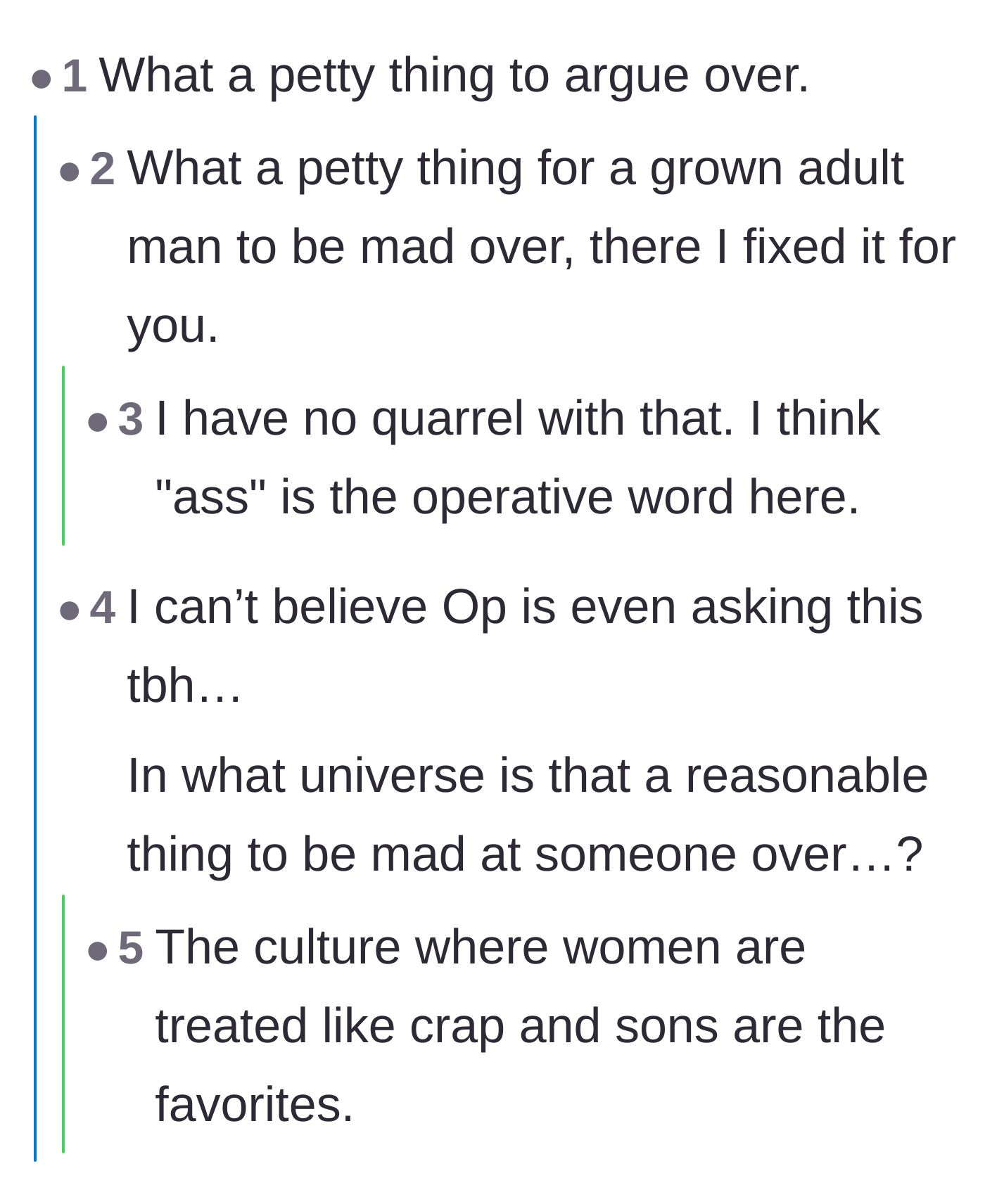 Comment thread 4 - Commenters discussing the brother's pettiness and sharing their own deeply painful stories of family control and blind obedience.