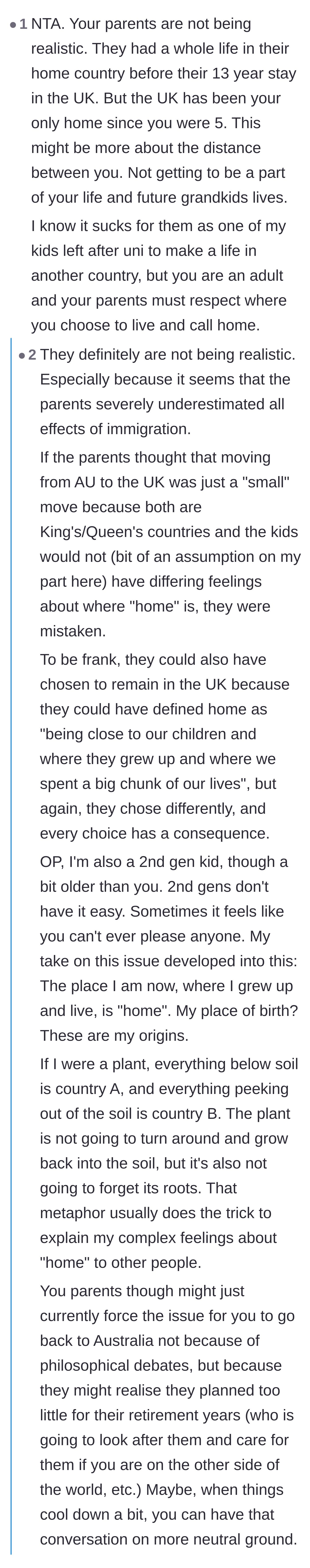 Comment thread 3 - A nuanced take on the parents' underlying fears of aging far away, featuring a beautiful plant metaphor.