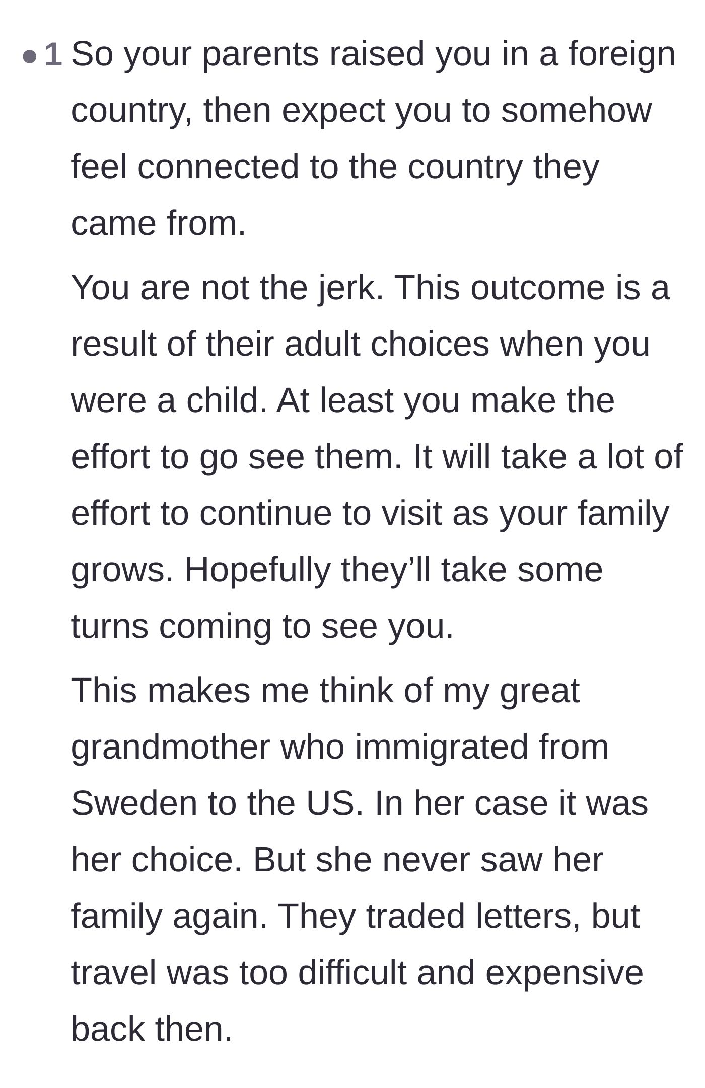 Comment thread 5 - Reflections on how the parents are struggling to accept the predictable outcome of their own past choices.
