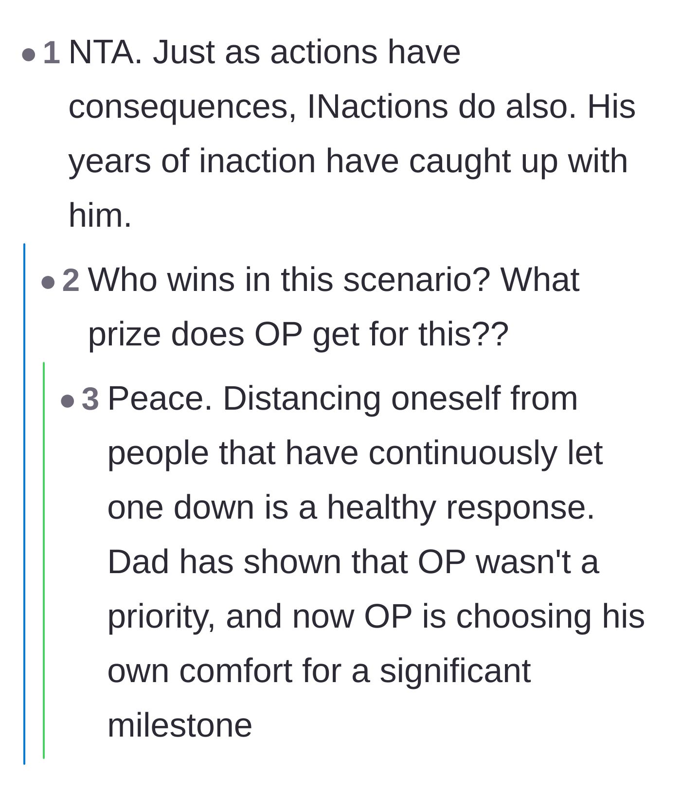 Comment thread 2 - A fiery debate where readers shut down a commenter arguing the son should forgive his dad to avoid future regrets before death.