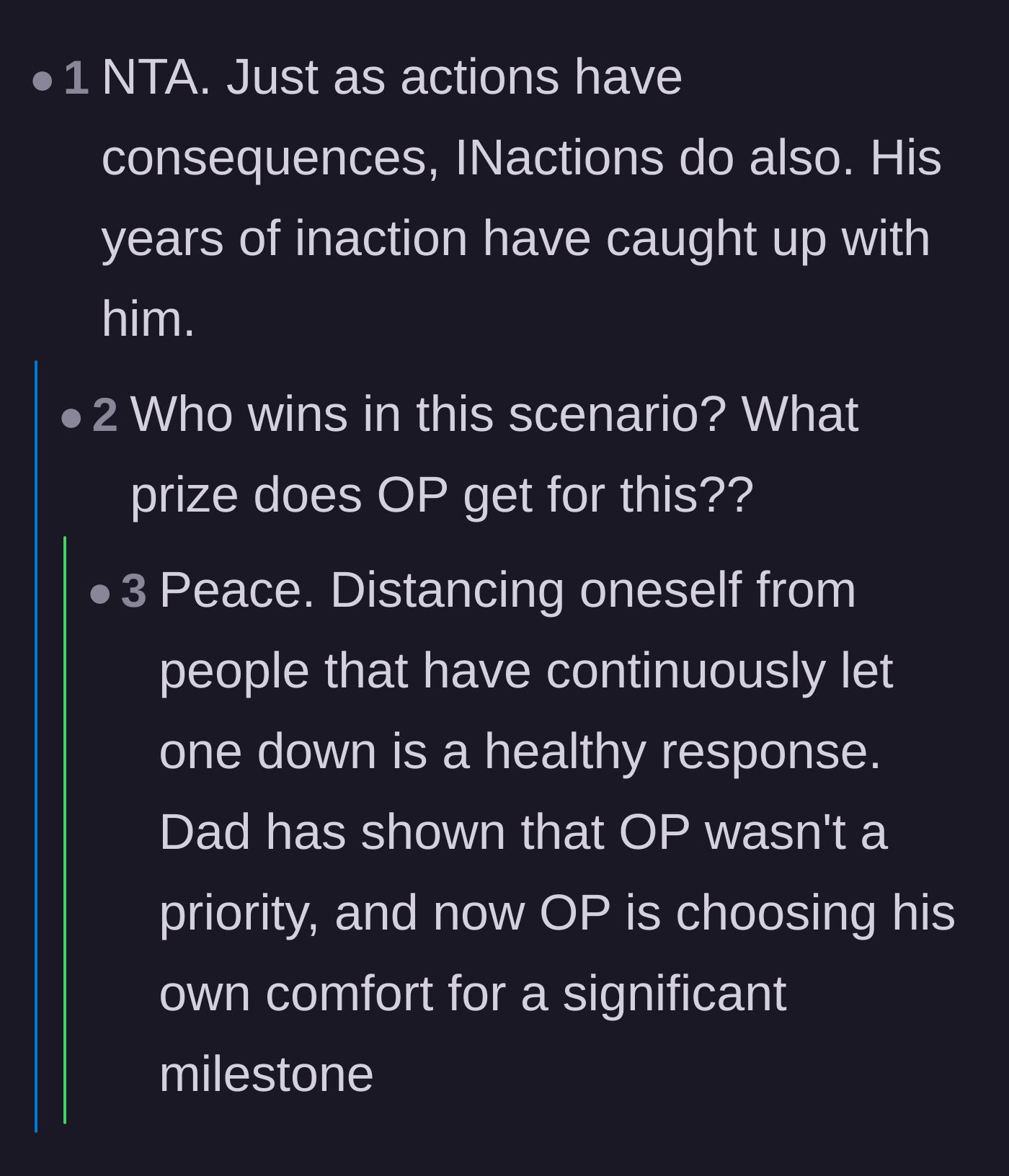 Comment thread 2 - A fiery debate where readers shut down a commenter arguing the son should forgive his dad to avoid future regrets before death.