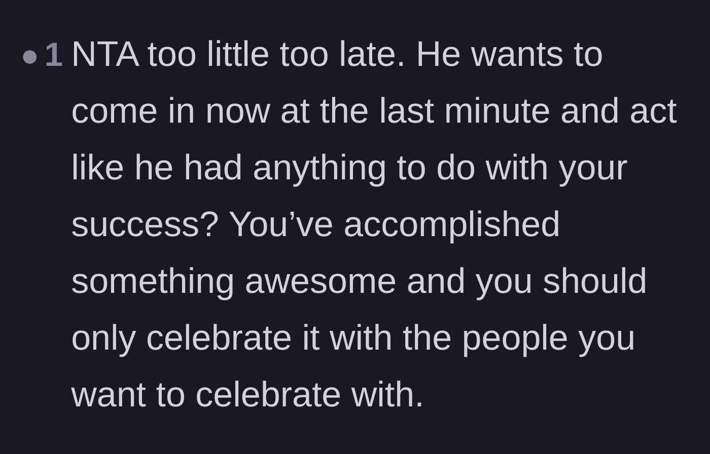 Comment thread 5 - Readers calling out the dad for trying to claim credit for the son's hard-earned success at the very last minute.